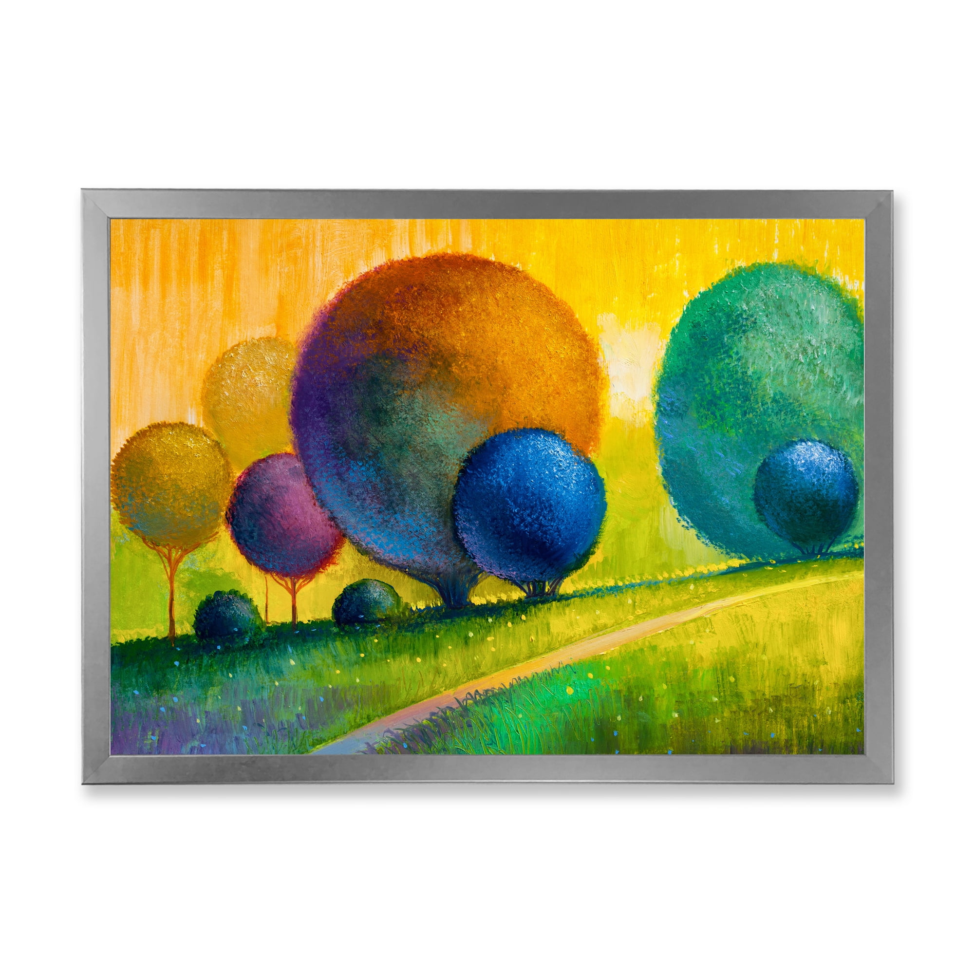 Designart 'Ornamental Colourful Trees III' Modern Framed Art Print