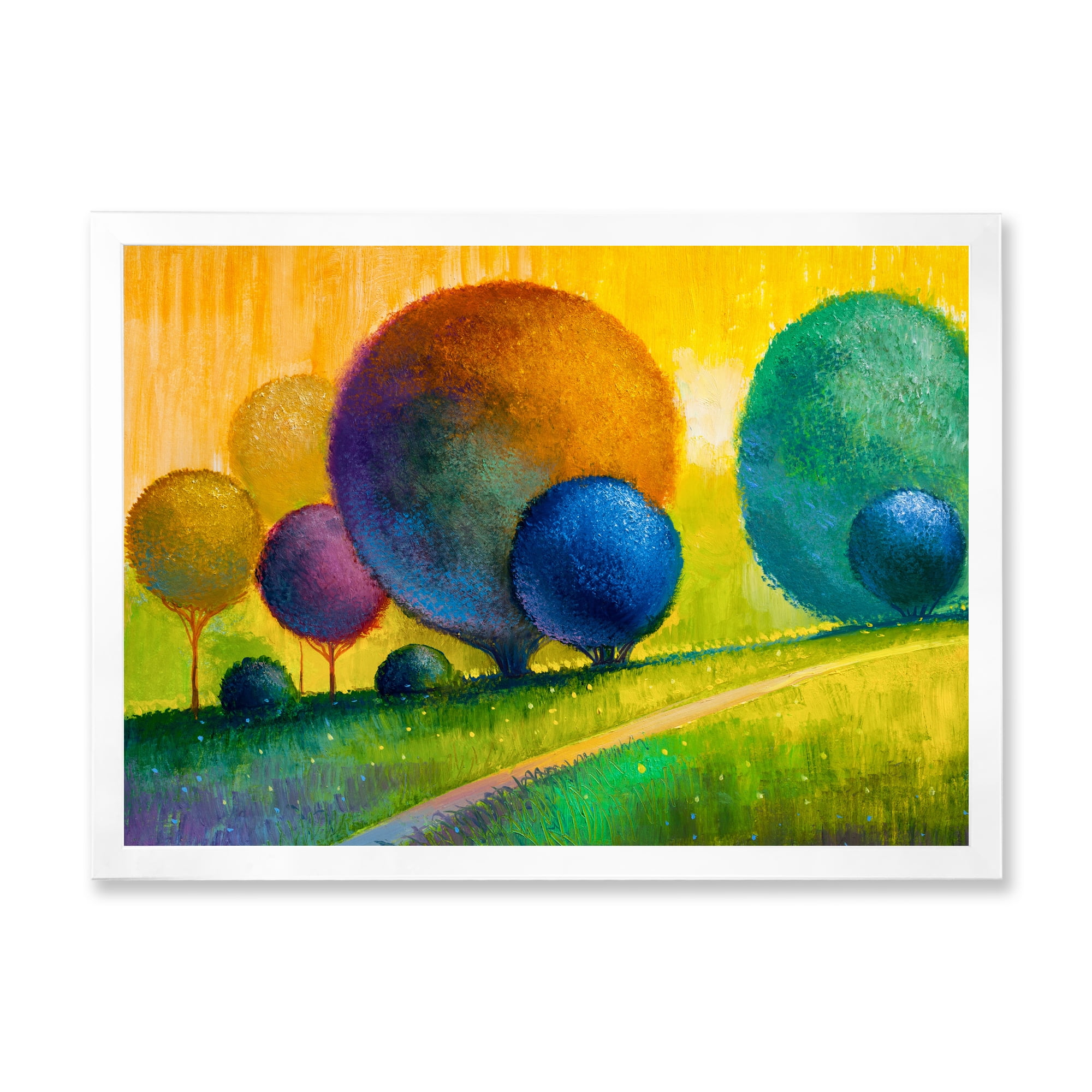 Designart 'Ornamental Colourful Trees III' Modern Framed Art Print