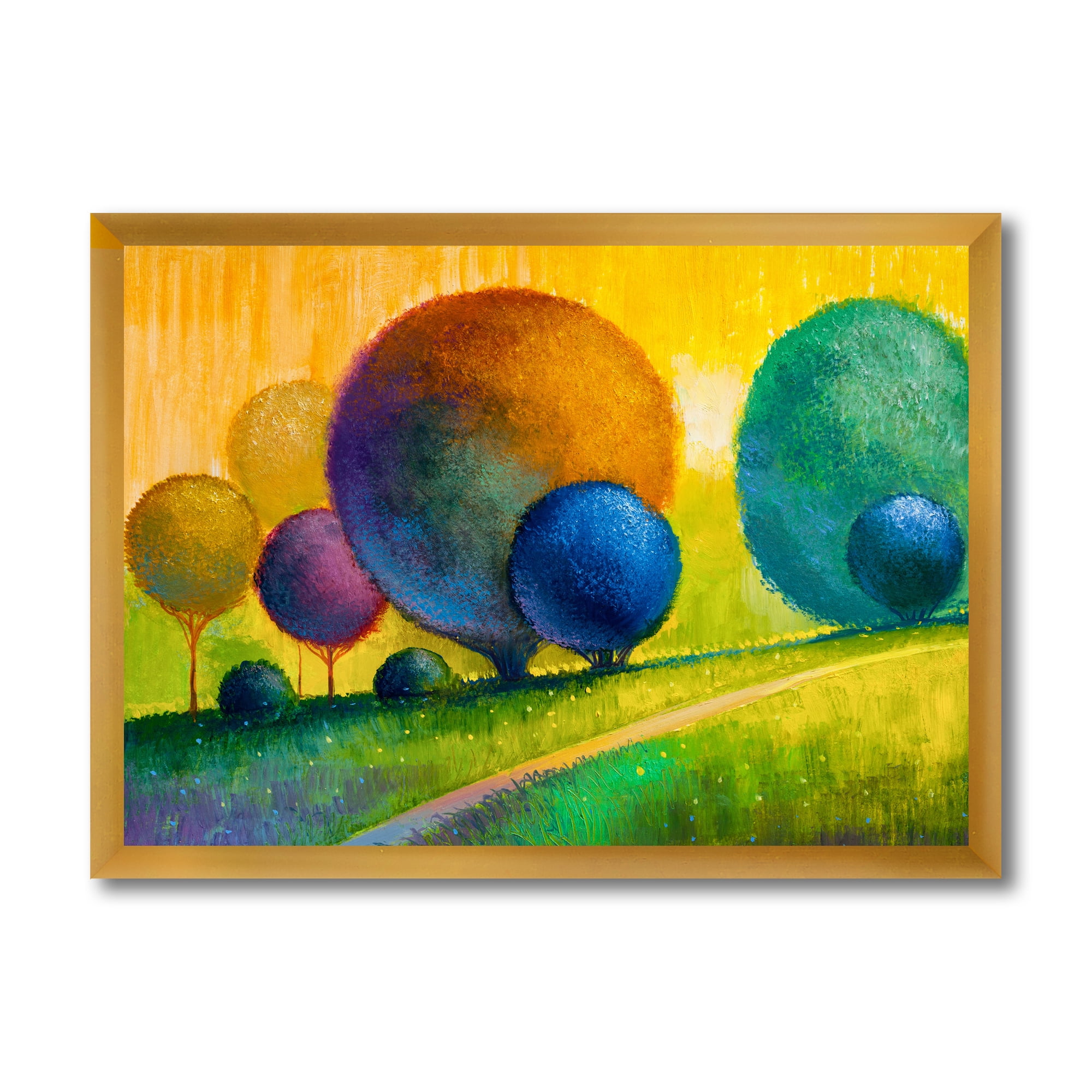 Designart 'Ornamental Colourful Trees III' Modern Framed Art Print