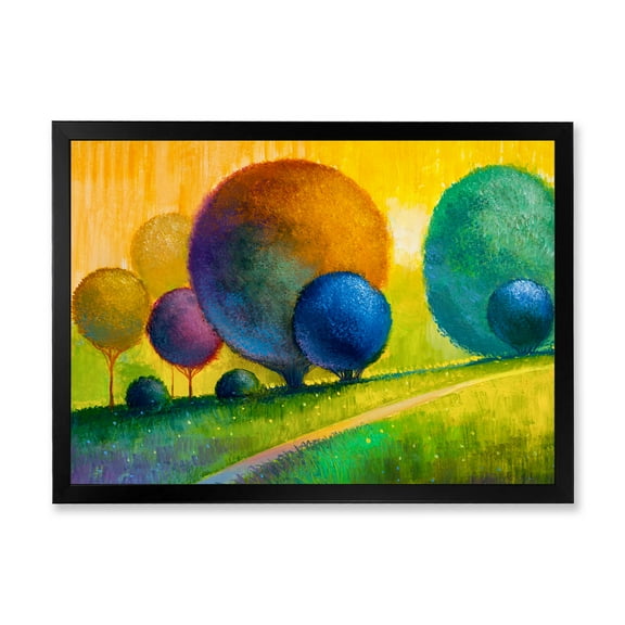 Designart 'Ornamental Colourful Trees III' Modern Framed Art Print