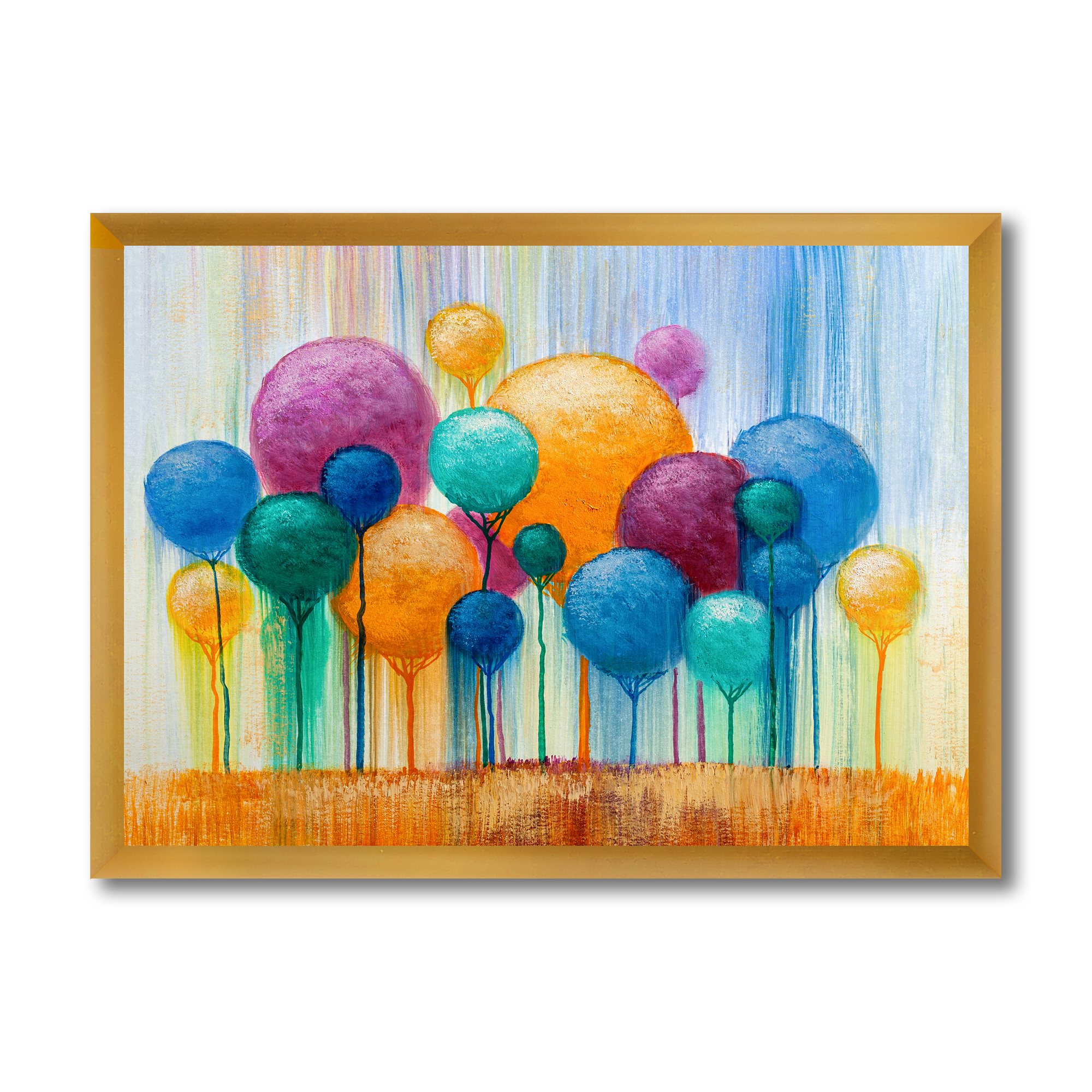 Designart 'Ornamental Colourful Trees IV' Modern Framed Art Print