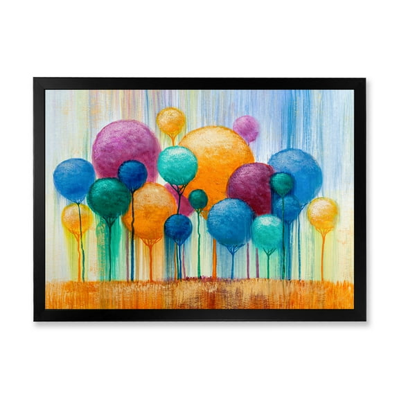 Designart 'Ornamental Colourful Trees IV' Modern Framed Art Print