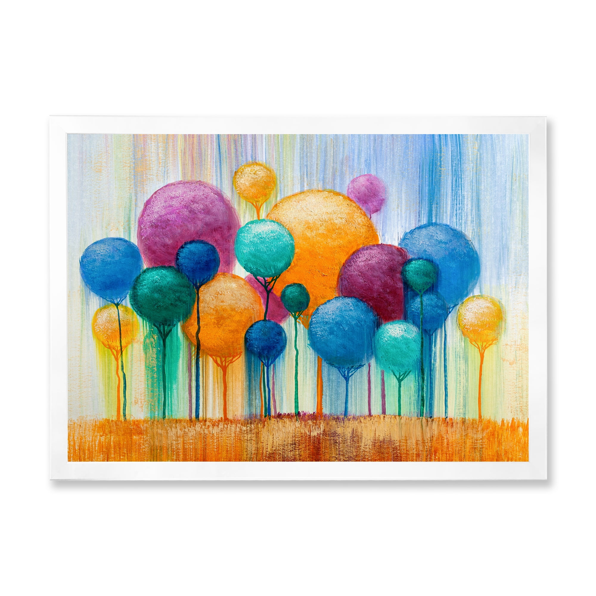 Designart 'Ornamental Colourful Trees IV' Modern Framed Art Print