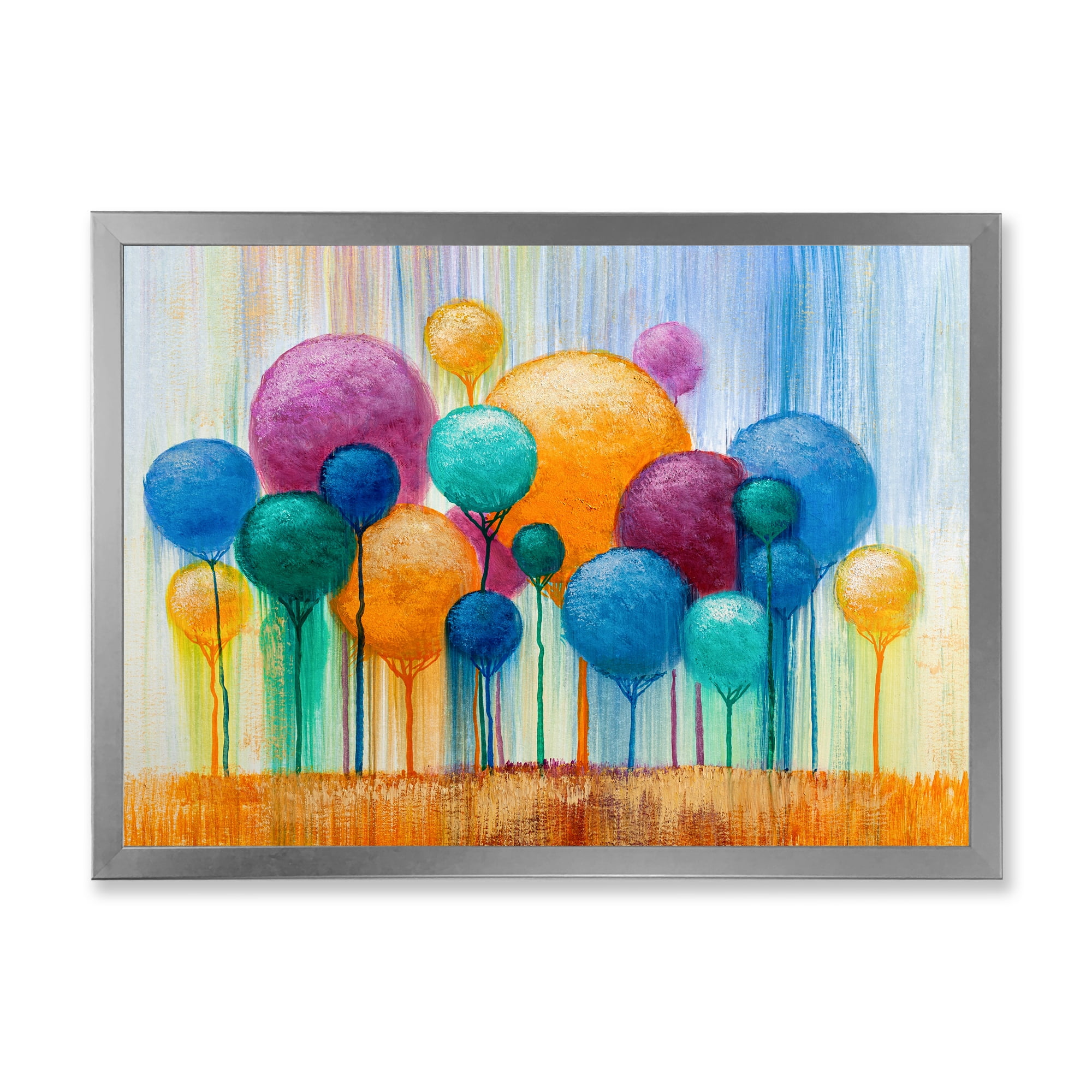 Designart 'Ornamental Colourful Trees IV' Modern Framed Art Print