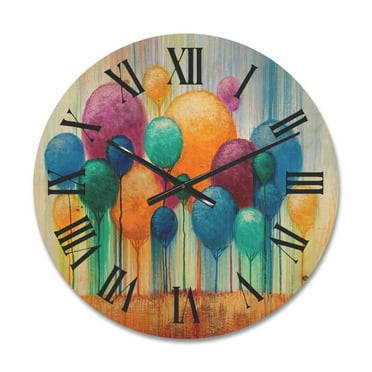 Designart 'Ornamental Colourful Trees IV' Modern Wood Wall Clock