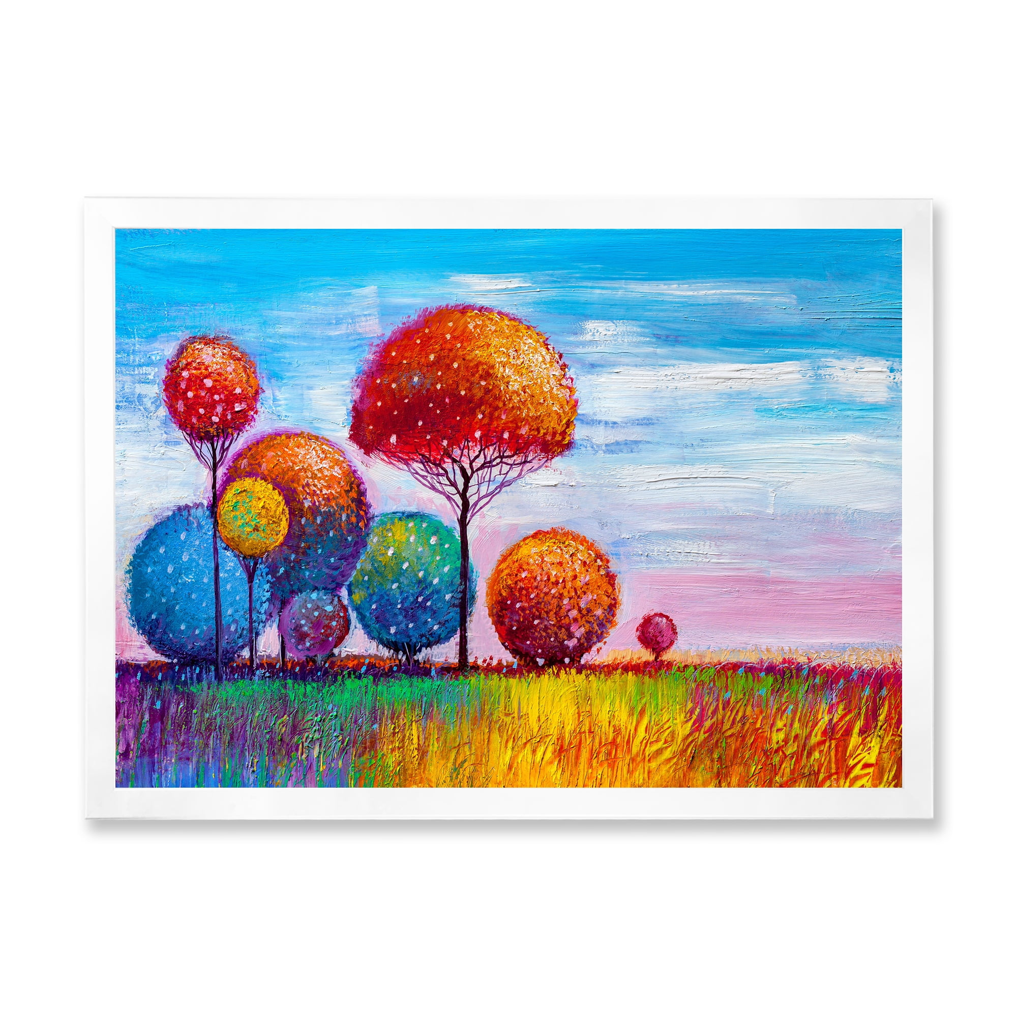 Designart 'Ornamental Colourful Trees IX' Modern Framed Art Print