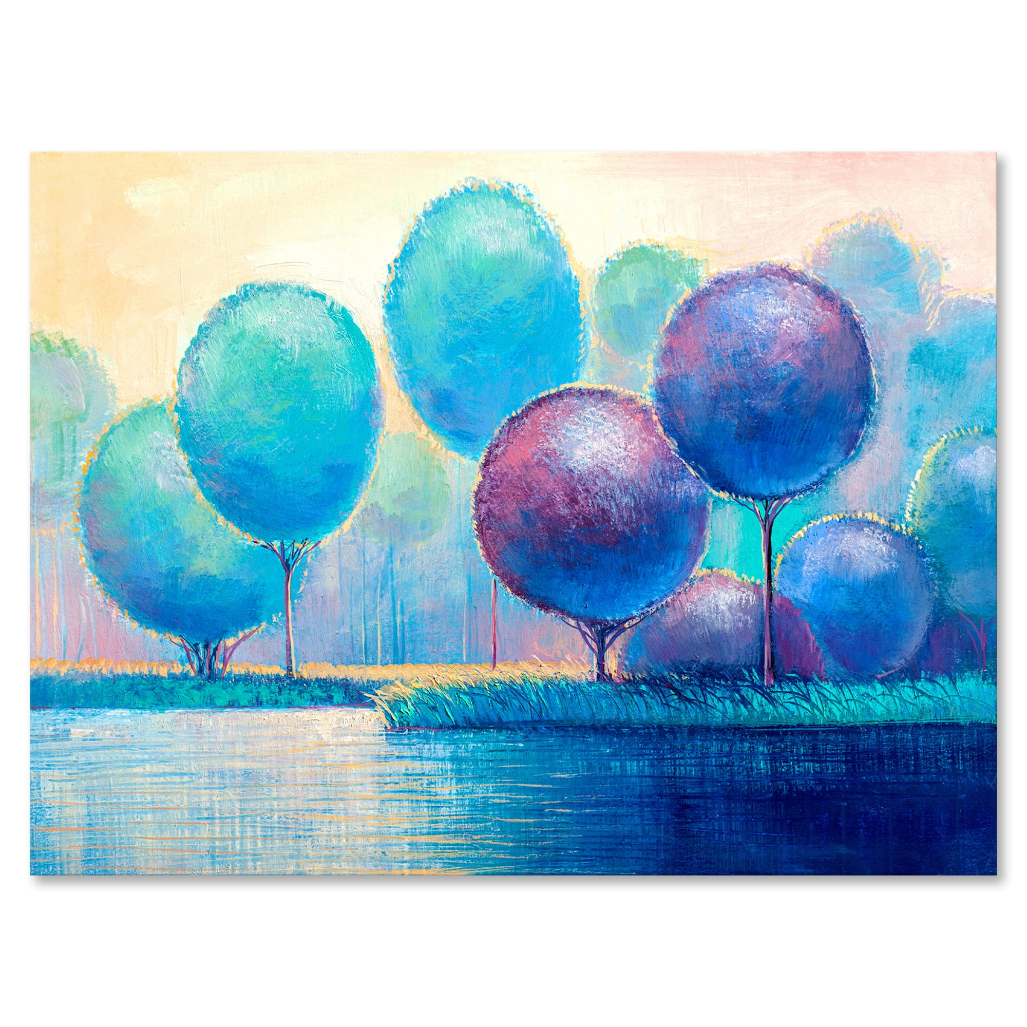 Designart ' Ornamental Colourful Trees V ' Modern Canvas Wall Art Print