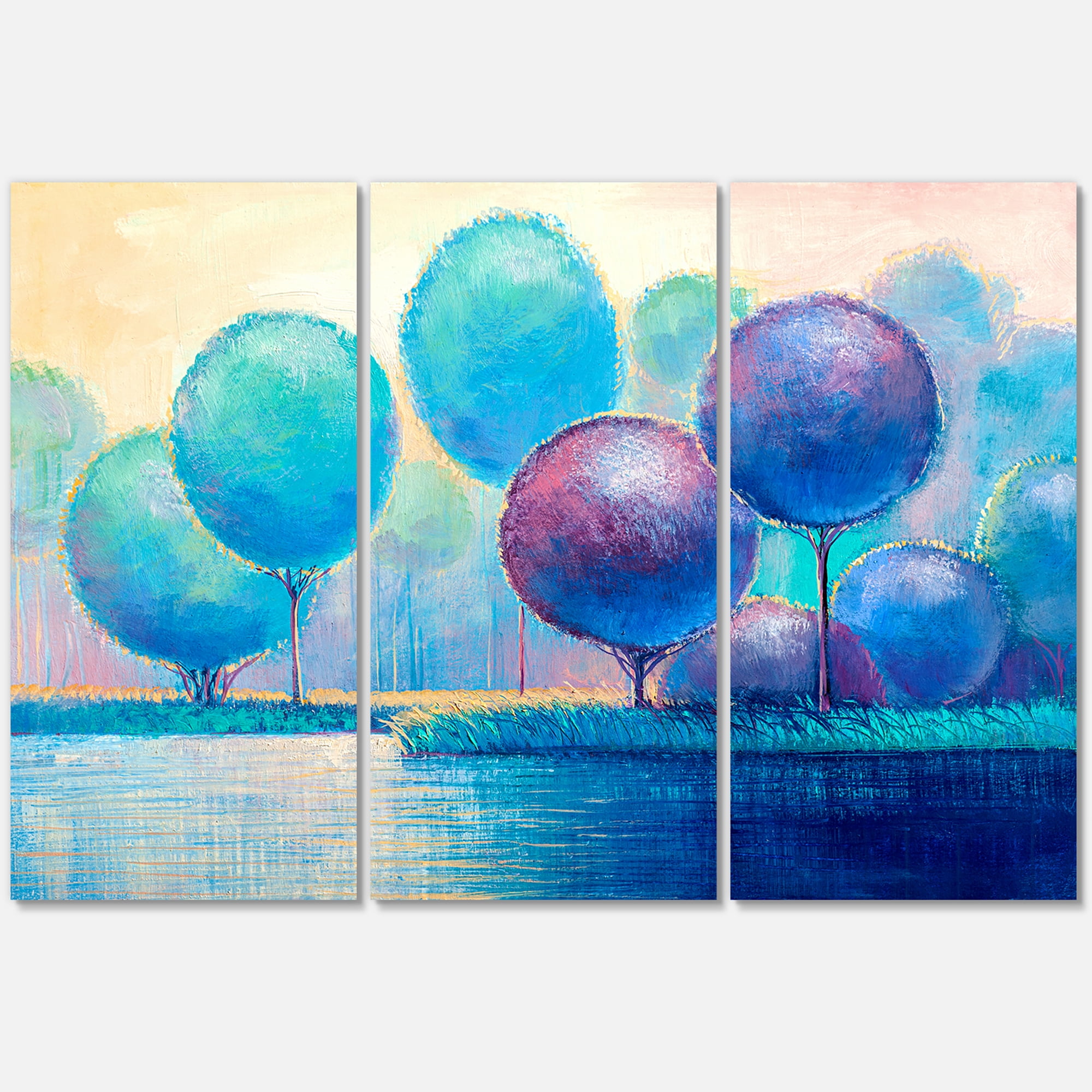 Designart ' Ornamental Colourful Trees V ' Modern Canvas Wall Art Print