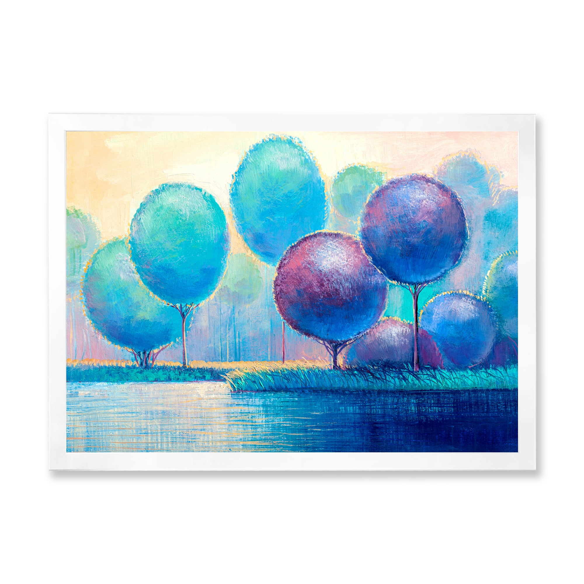 Designart 'Ornamental Colourful Trees V' Modern Framed Art Print