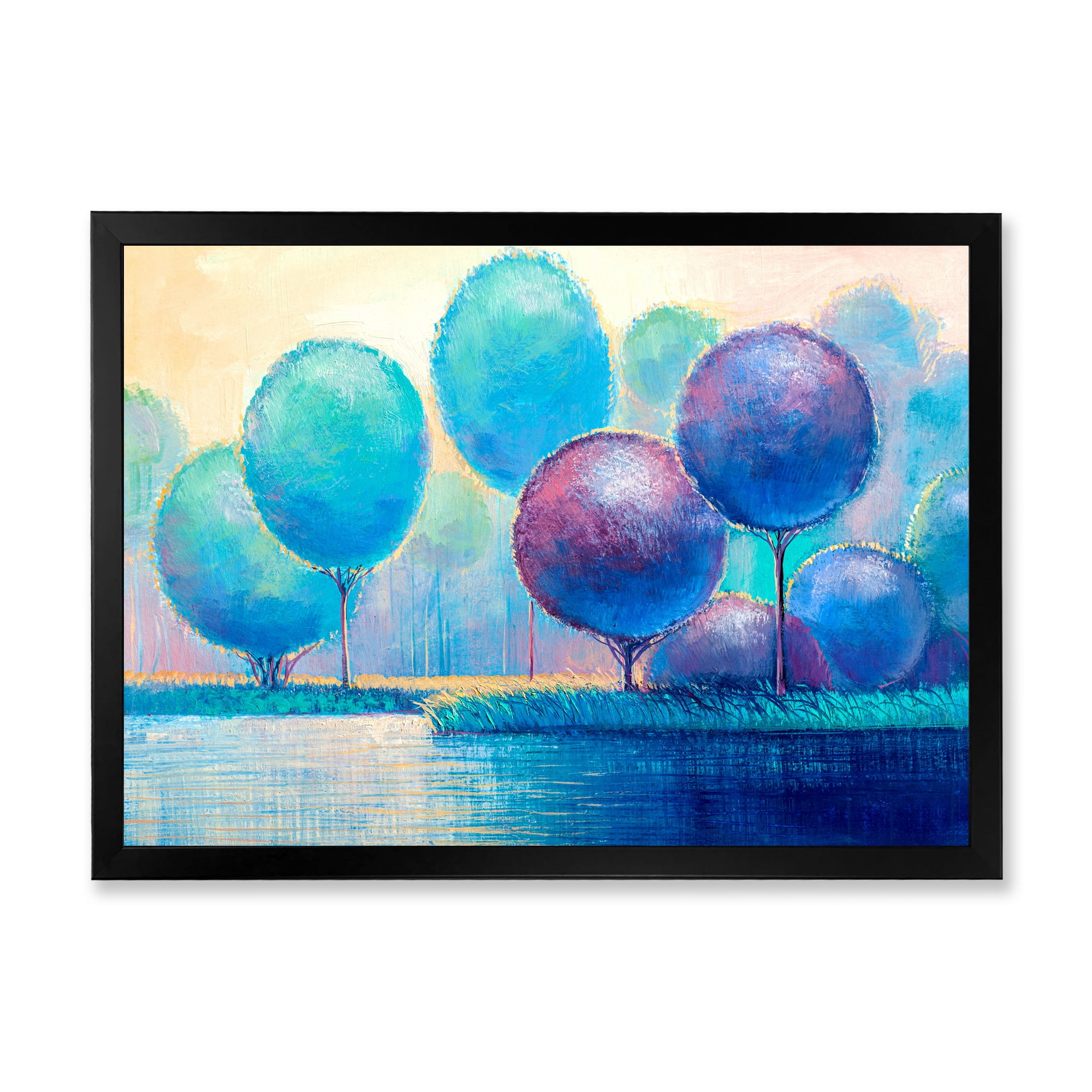 Designart 'Ornamental Colourful Trees V' Modern Framed Art Print