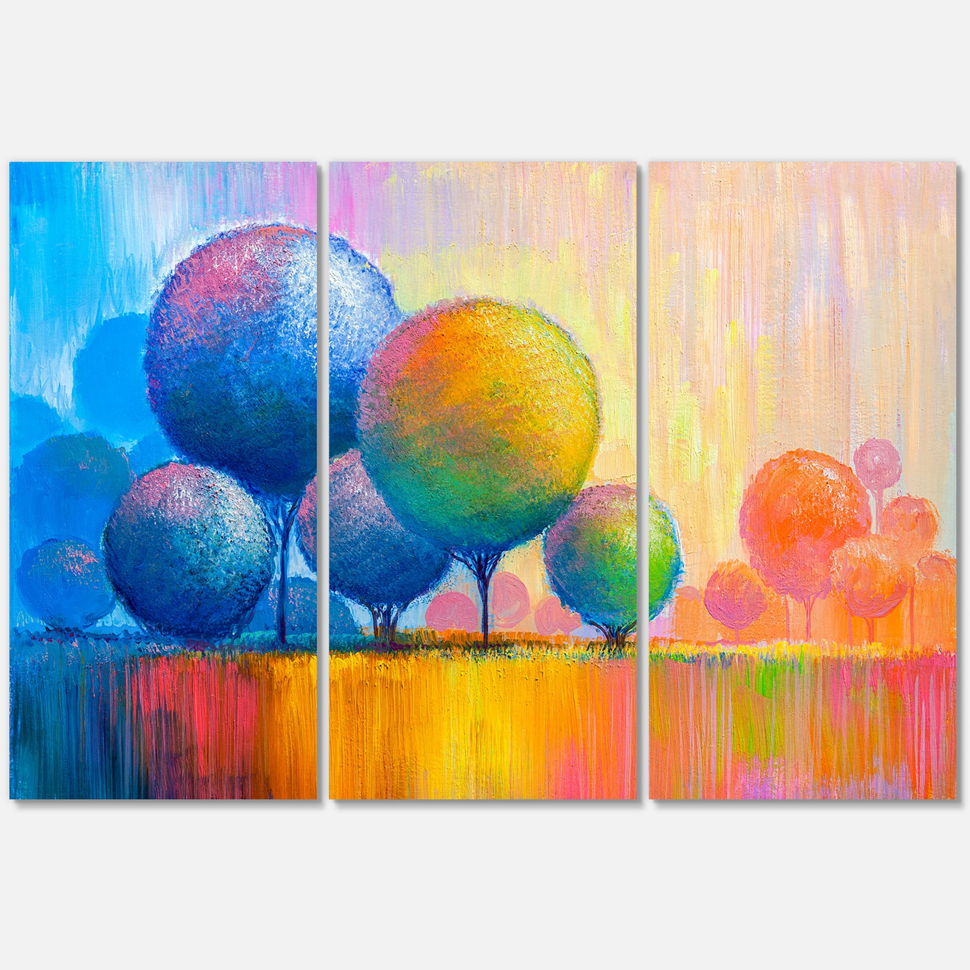 Designart ' Ornamental Colourful Trees VII ' Modern Canvas Wall Art Print