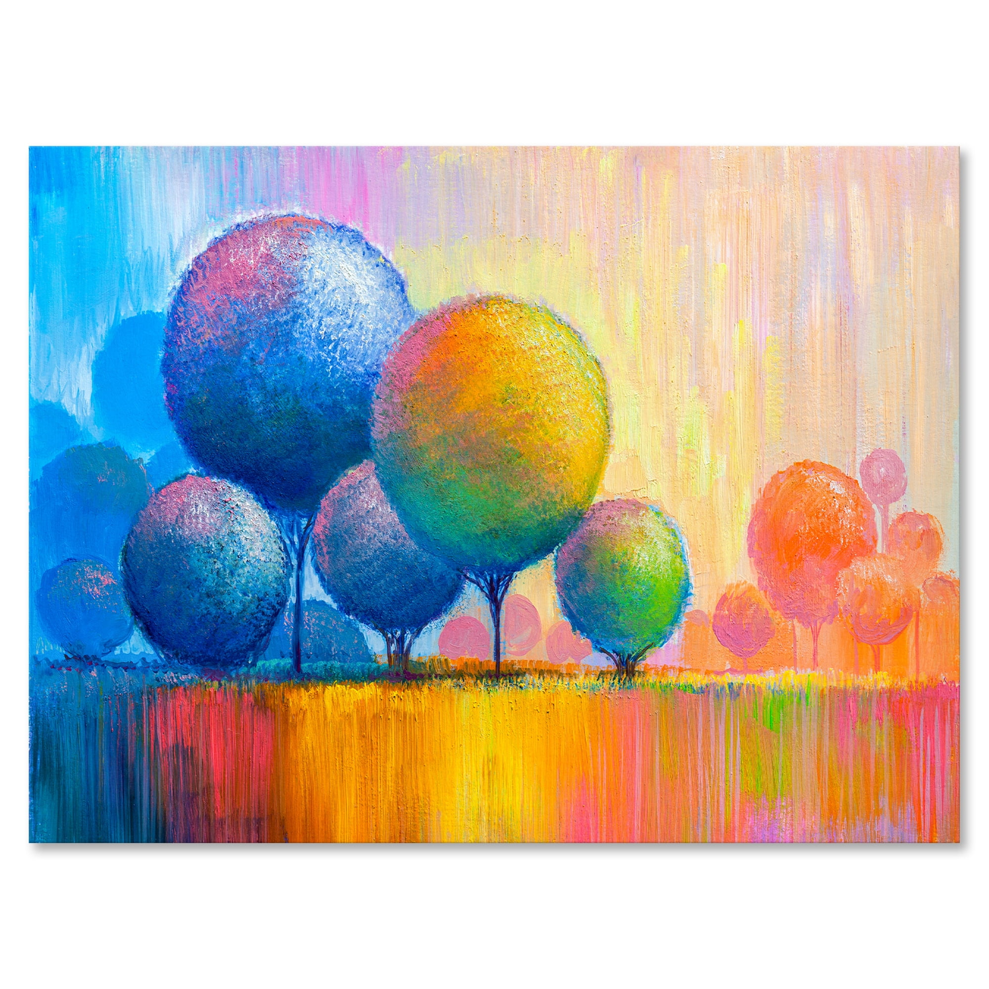Designart ' Ornamental Colourful Trees VII ' Modern Canvas Wall Art Print