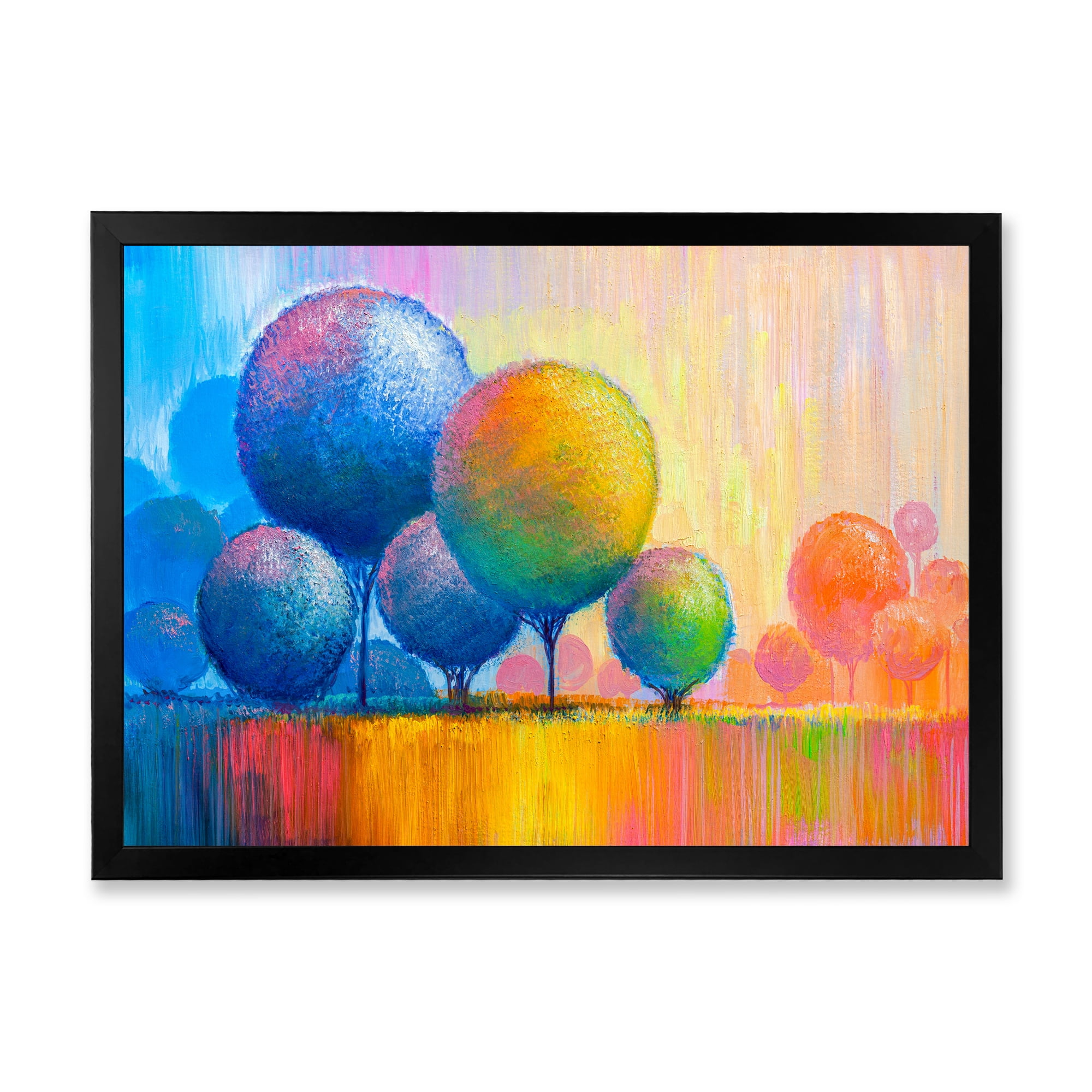 Designart 'Ornamental Colourful Trees VII' Modern Framed Art Print