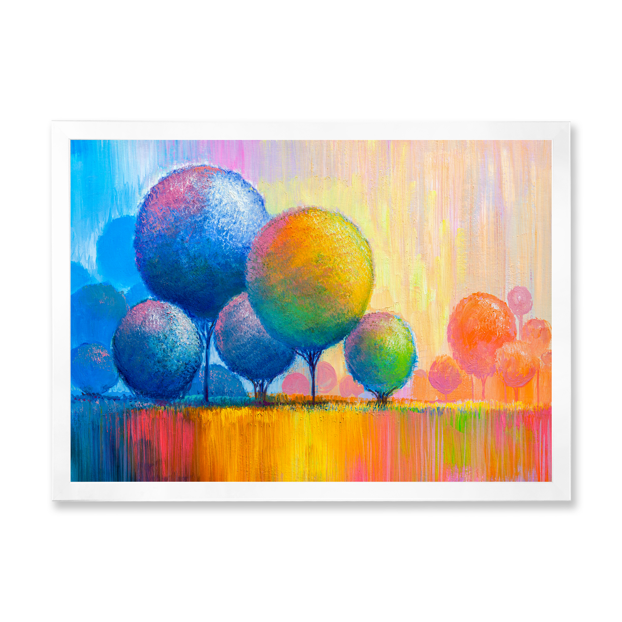 Designart 'Ornamental Colourful Trees VII' Modern Framed Art Print