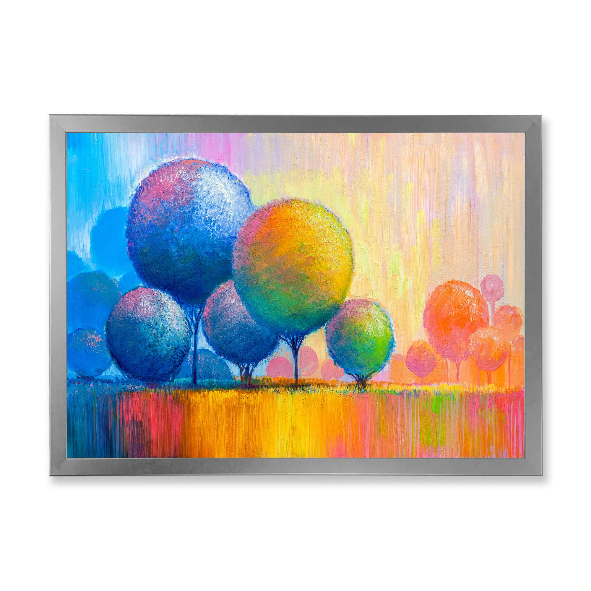 Designart 'Ornamental Colourful Trees VII' Modern Framed Art Print
