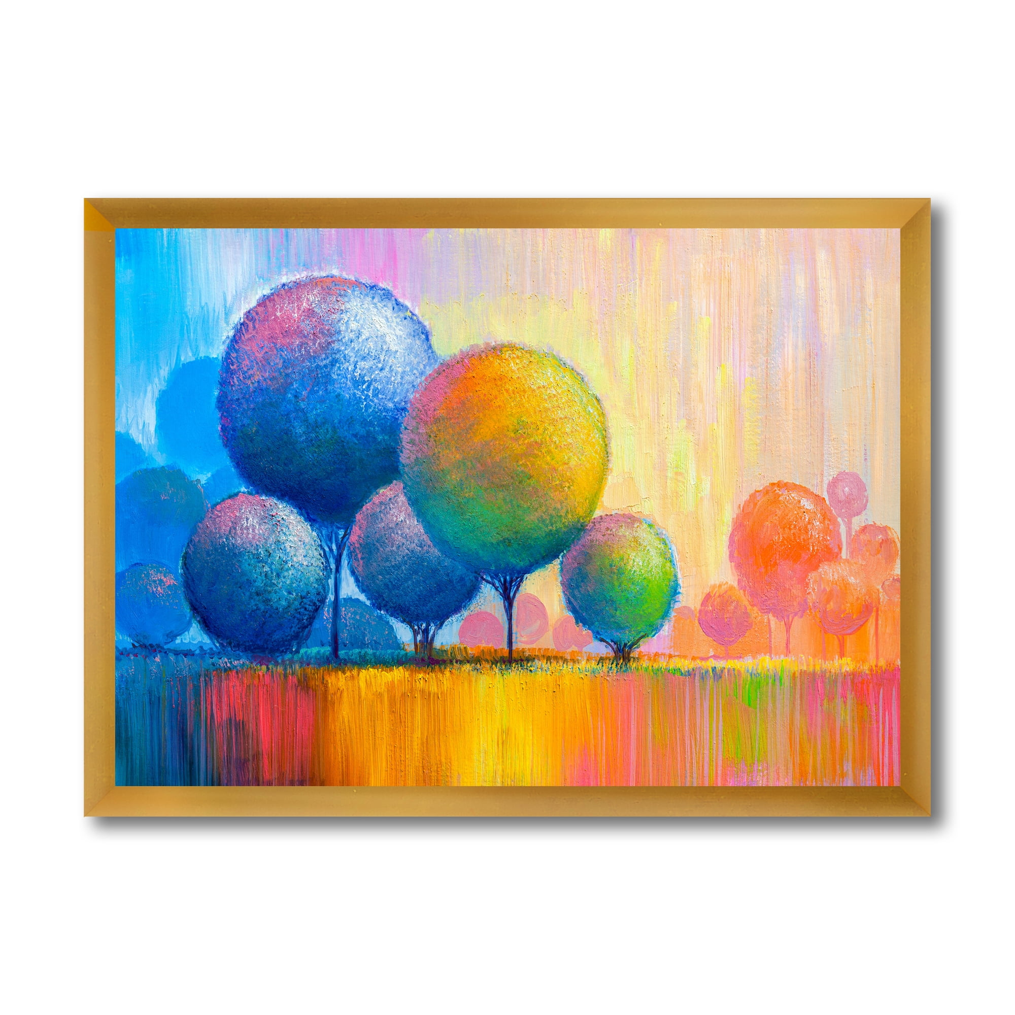 Designart 'Ornamental Colourful Trees VII' Modern Framed Art Print