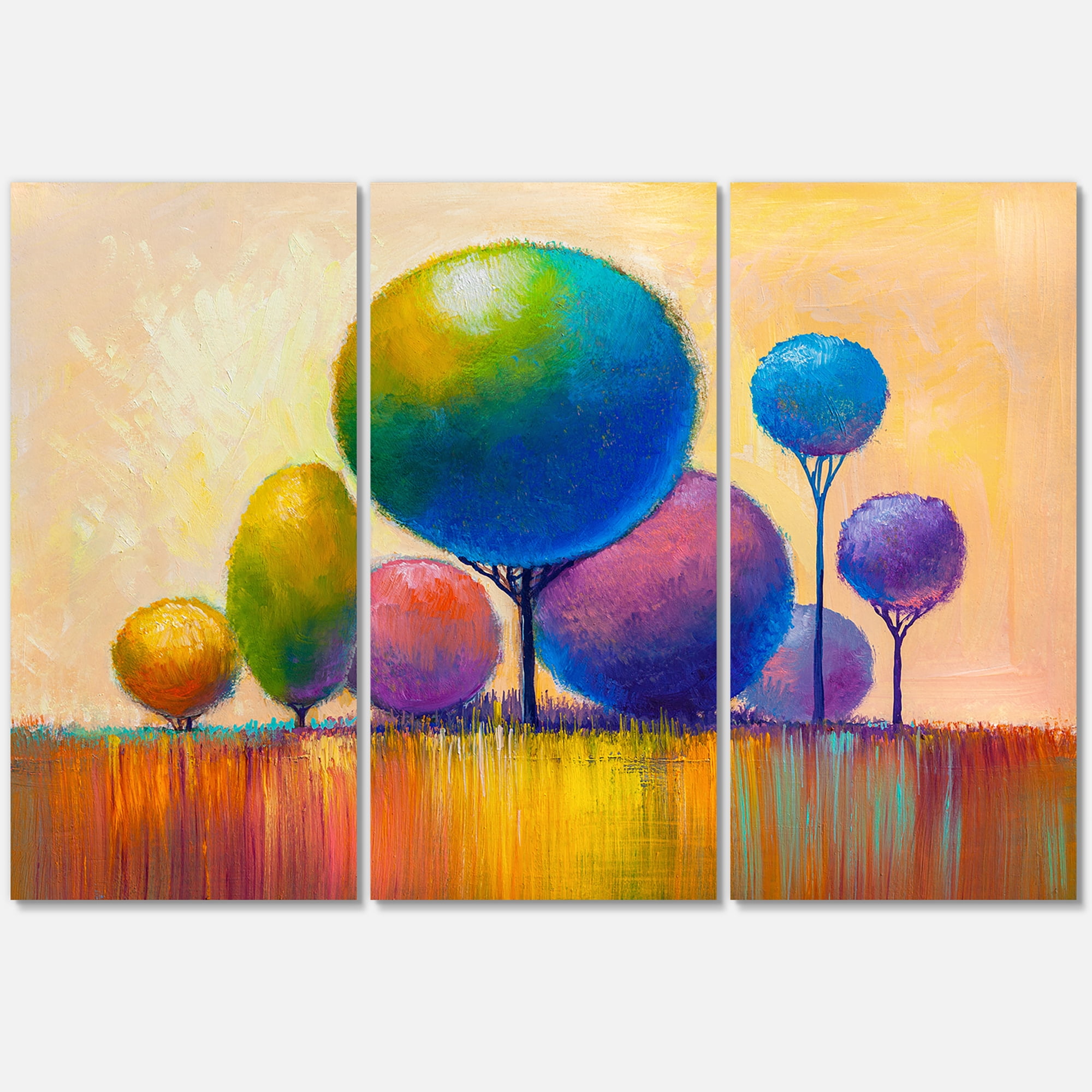 Designart ' Ornamental Colourful Trees VIII ' Modern Canvas Wall Art Print
