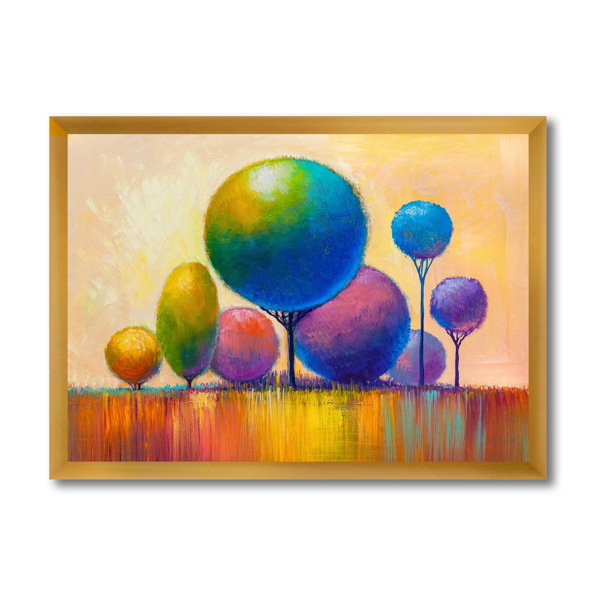 Designart 'Ornamental Colourful Trees VIII' Modern Framed Art Print