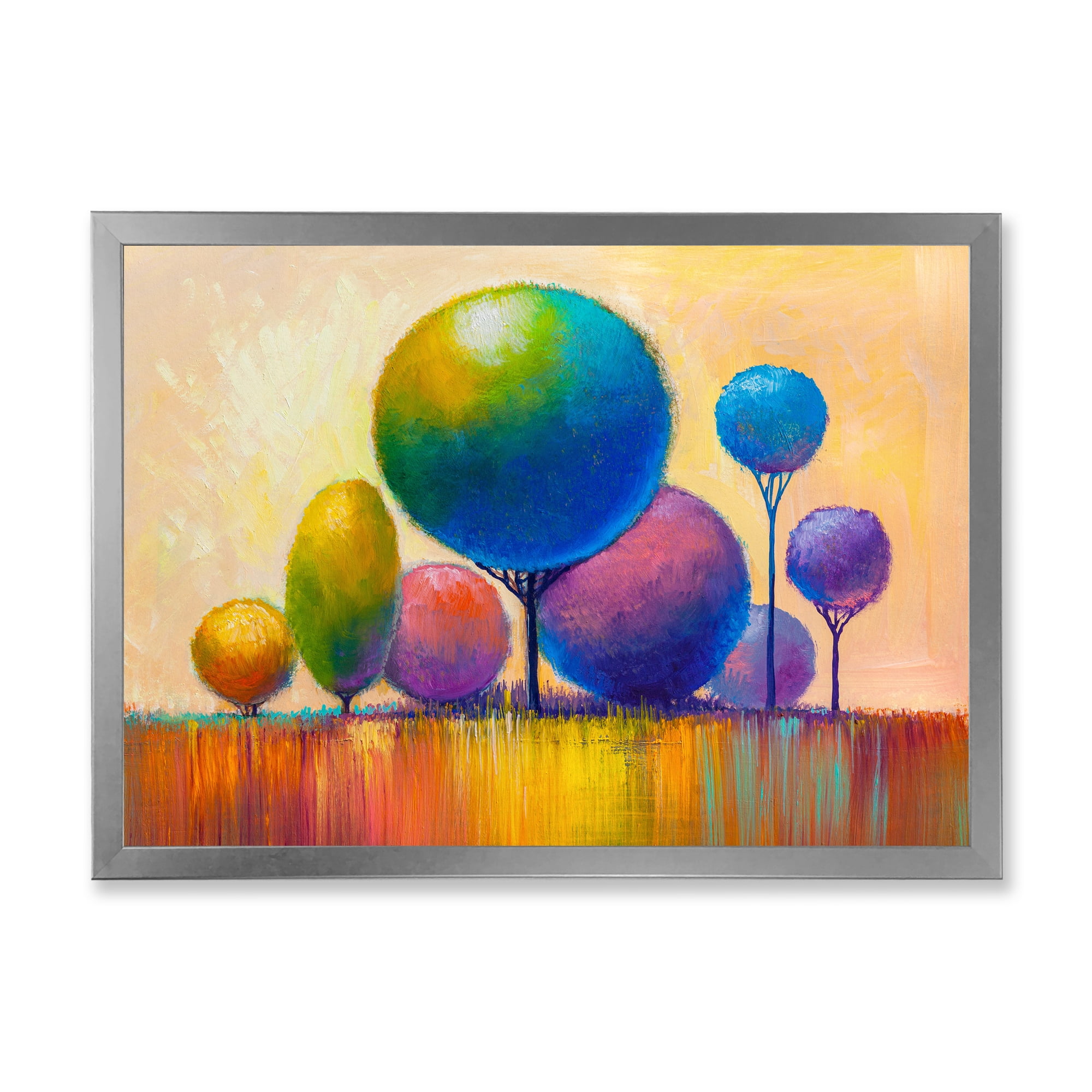 Designart 'Ornamental Colourful Trees VIII' Modern Framed Art Print