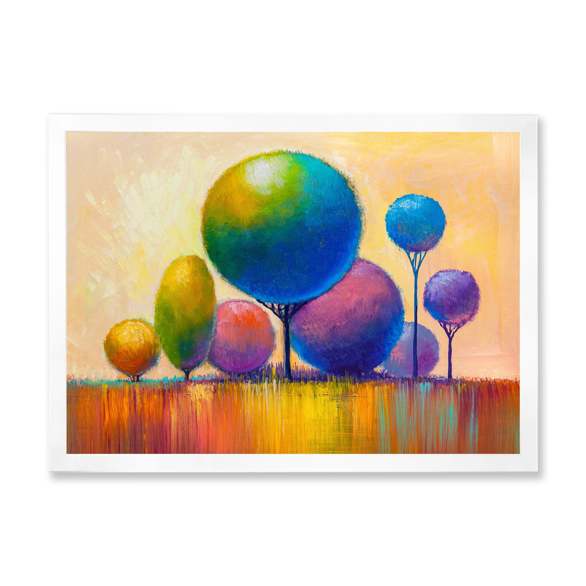Designart 'Ornamental Colourful Trees VIII' Modern Framed Art Print