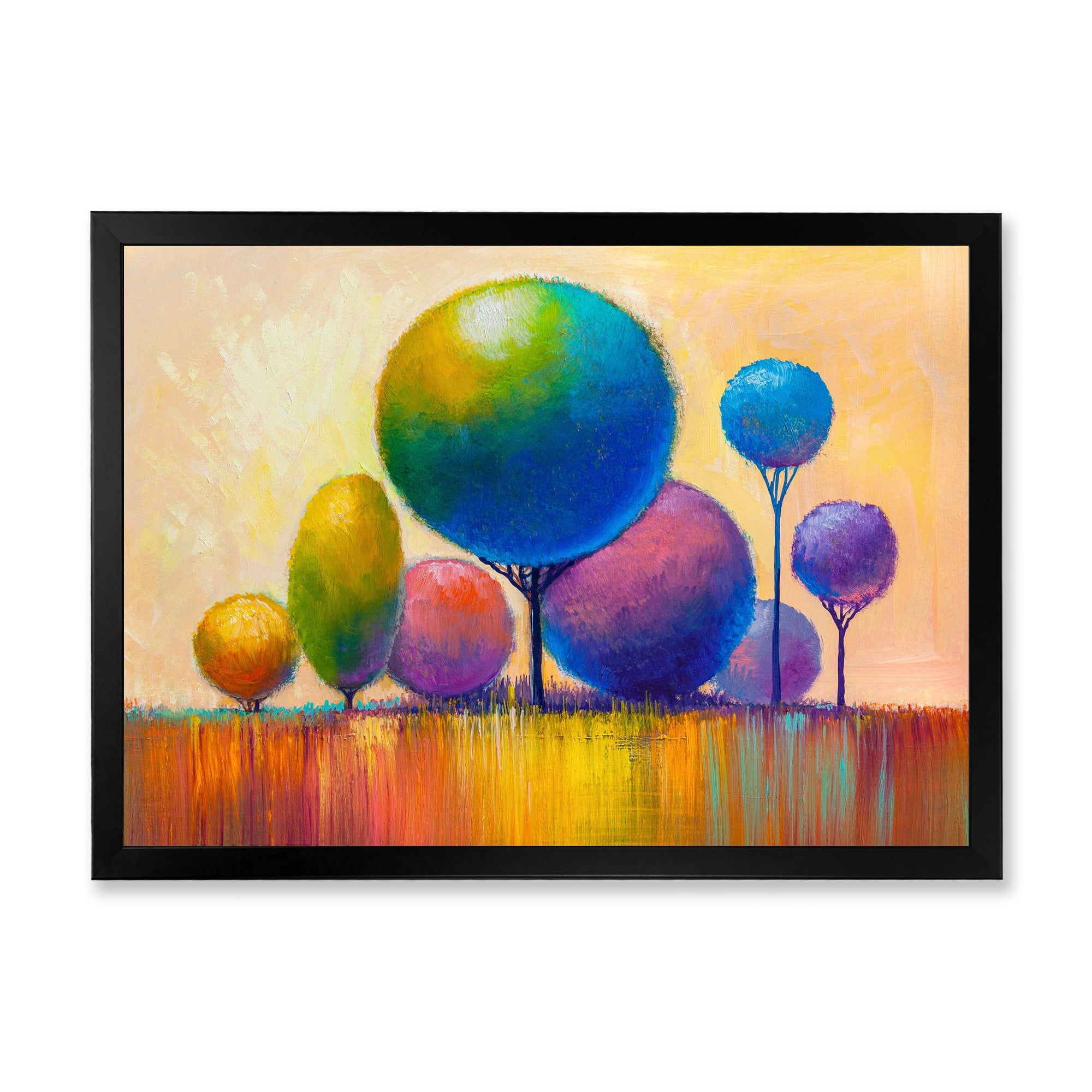 Designart 'Ornamental Colourful Trees VIII' Modern Framed Art Print
