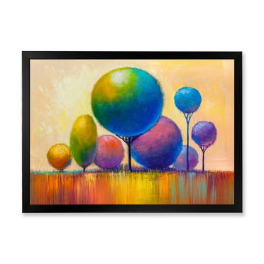 Designart 'Ornamental Colourful Trees VIII' Modern Framed Art Print