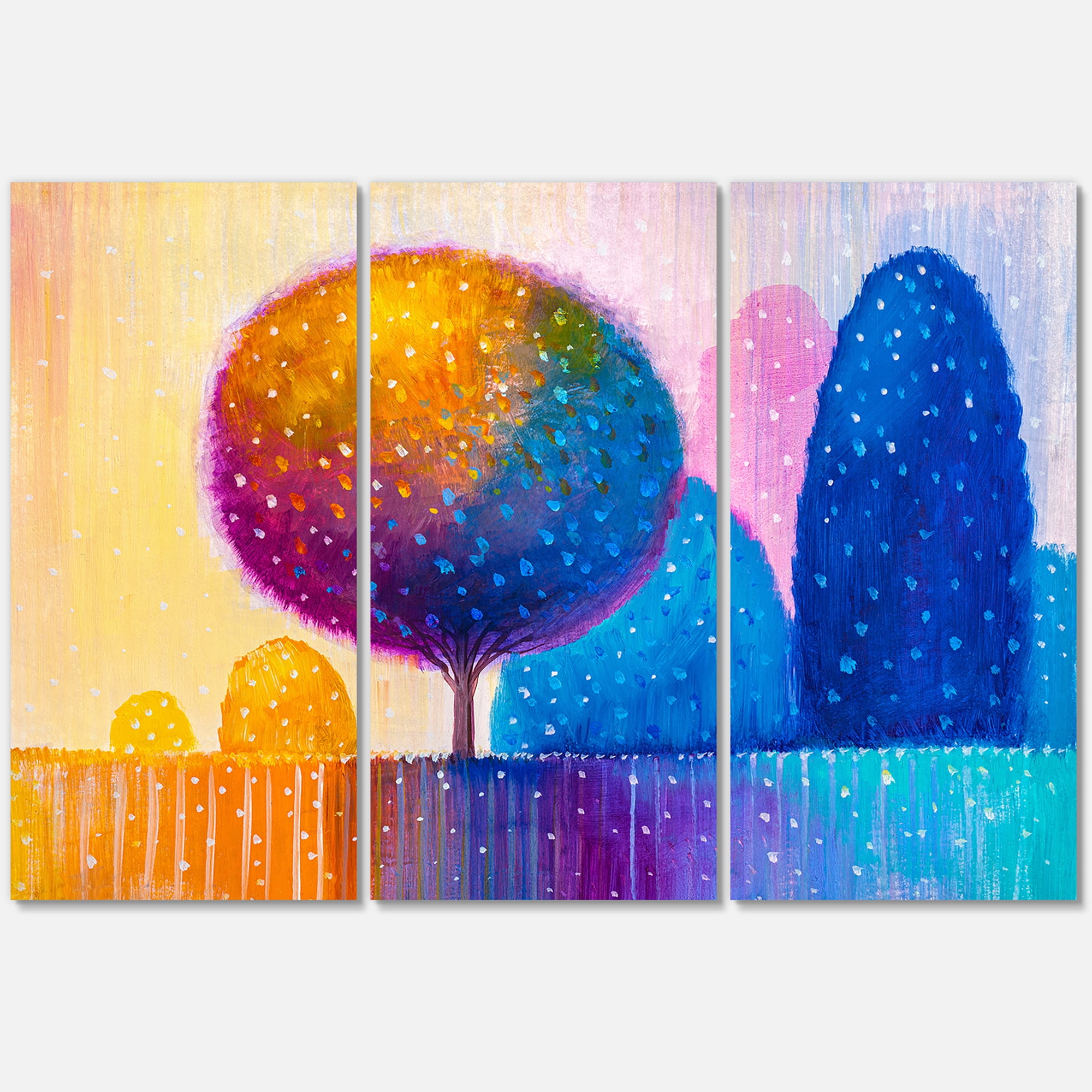 Designart ' Ornamental Colourful Trees X ' Modern Canvas Wall Art Print