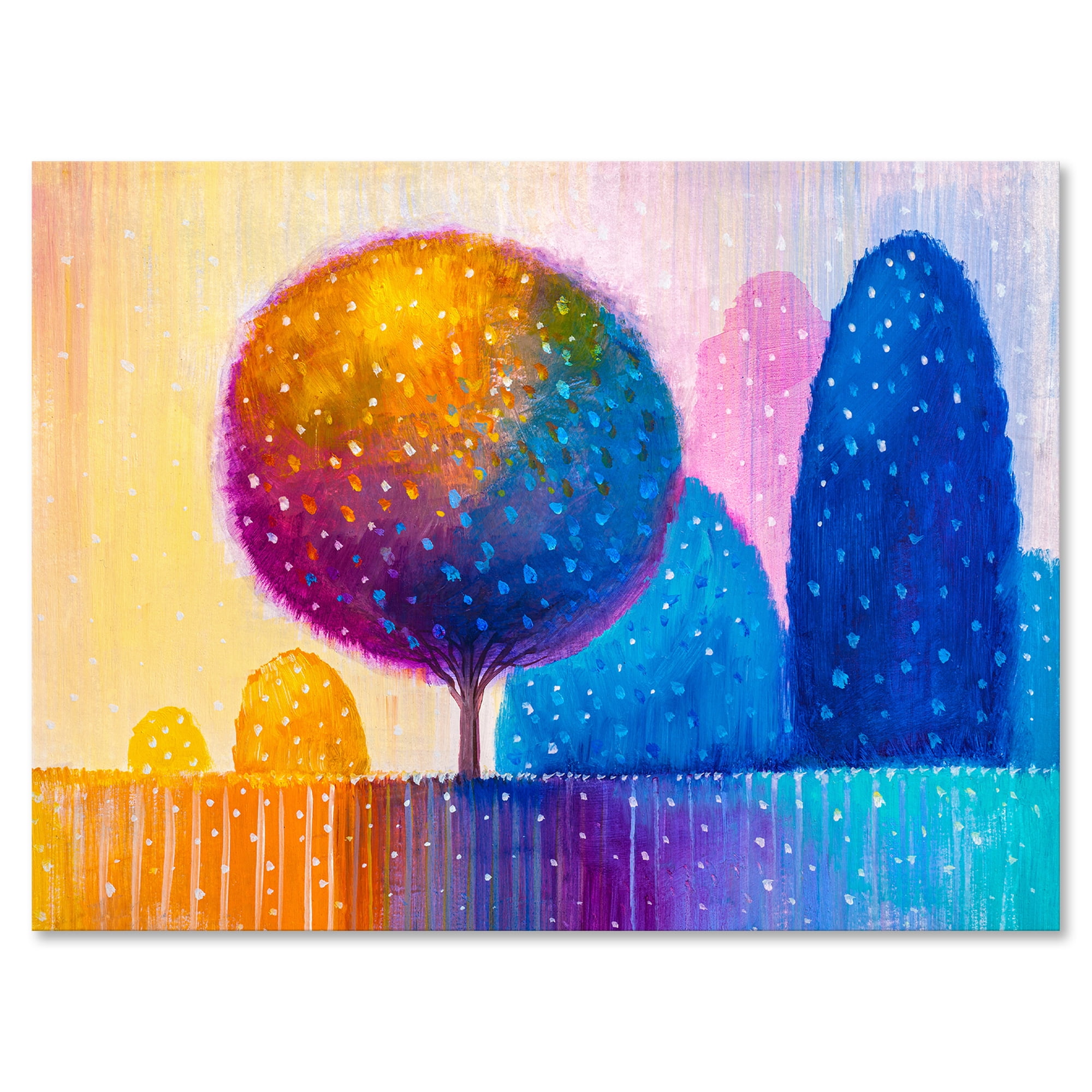 Designart ' Ornamental Colourful Trees X ' Modern Canvas Wall Art Print