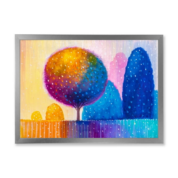 Designart 'Ornamental Colourful Trees X' Modern Framed Art Print