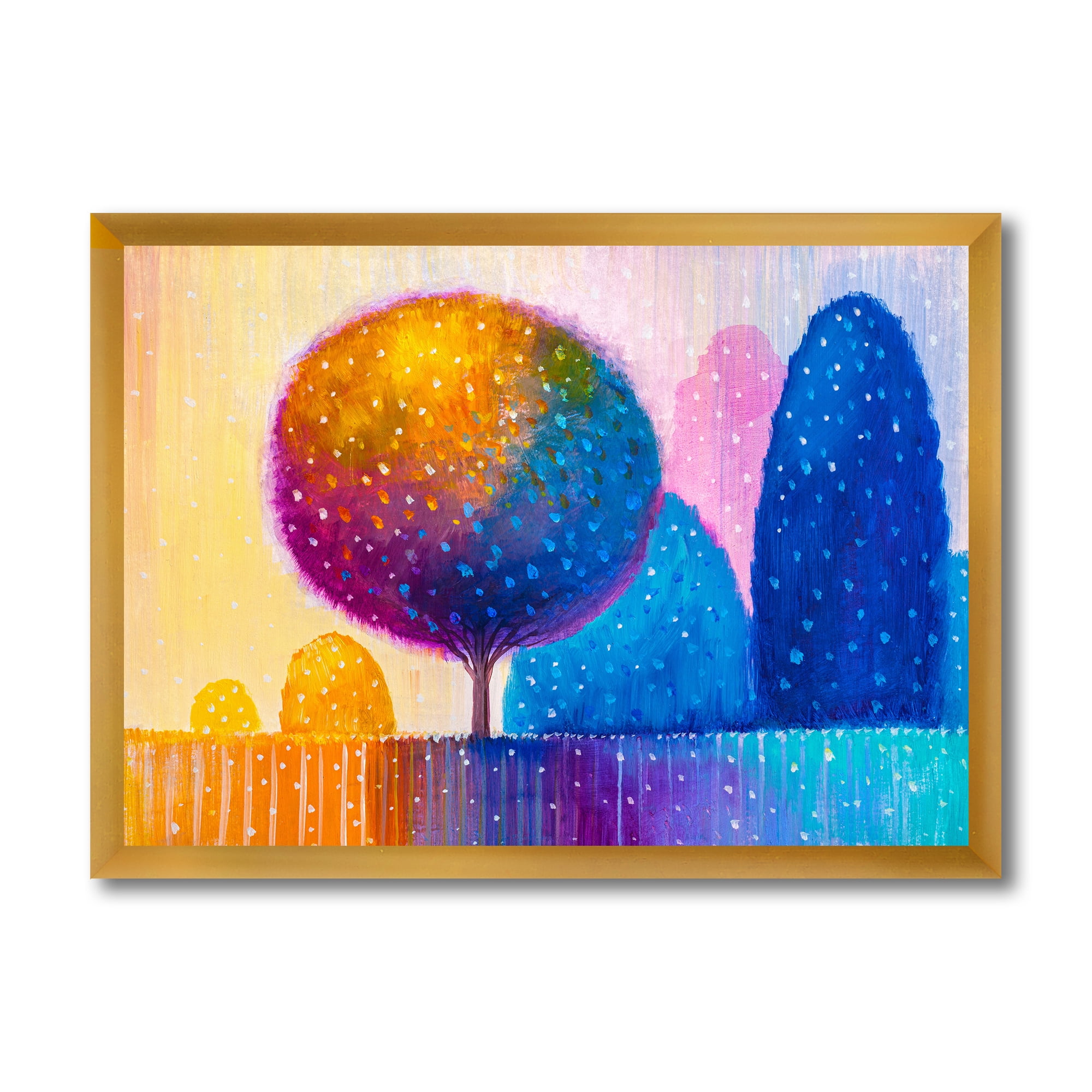 Designart 'Ornamental Colourful Trees X' Modern Framed Art Print