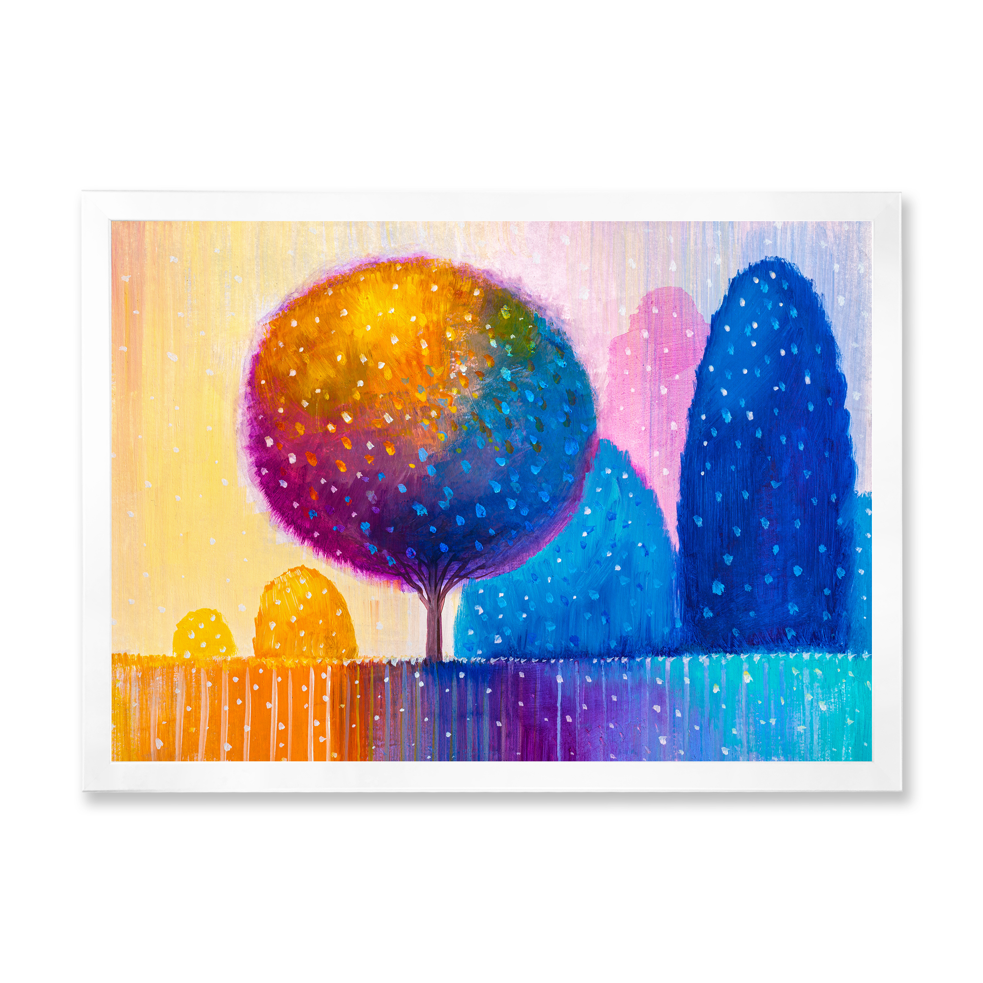 Designart 'Ornamental Colourful Trees X' Modern Framed Art Print