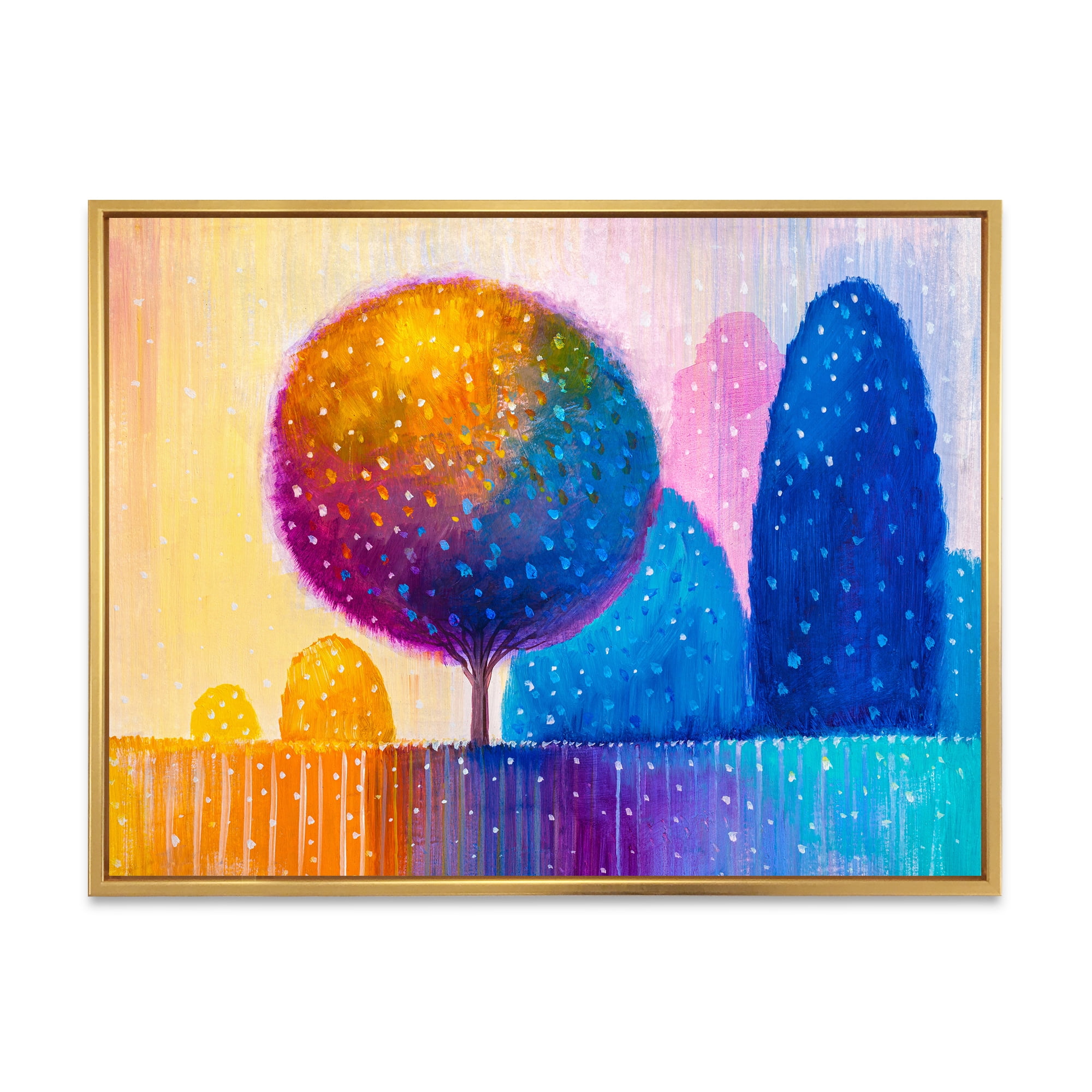 Designart 'Ornamental Colourful Trees X' Modern Framed Canvas Wall Art Print