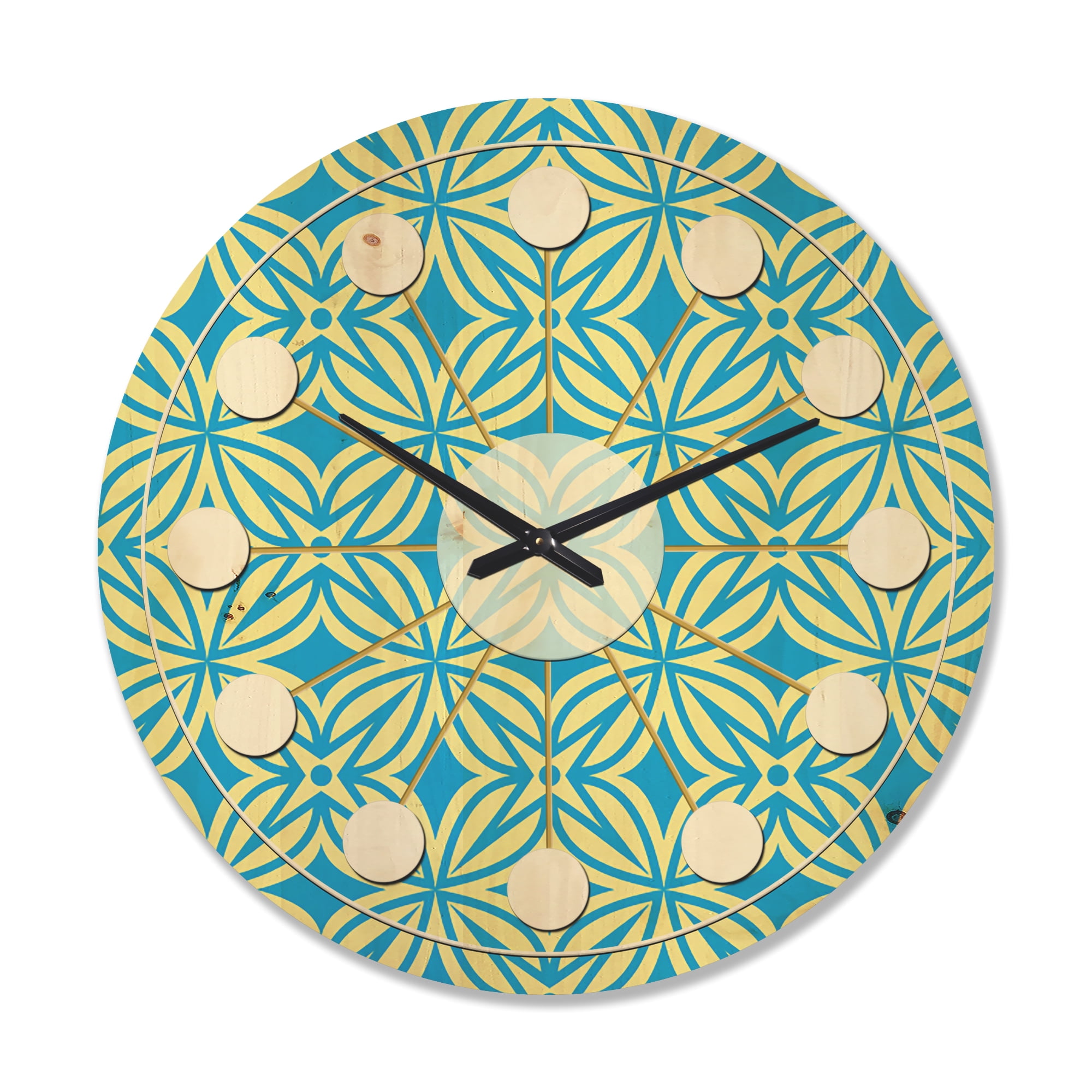 Designart 'Ornamental Retro Design I' Mid-Century Modern Wood Wall Clock