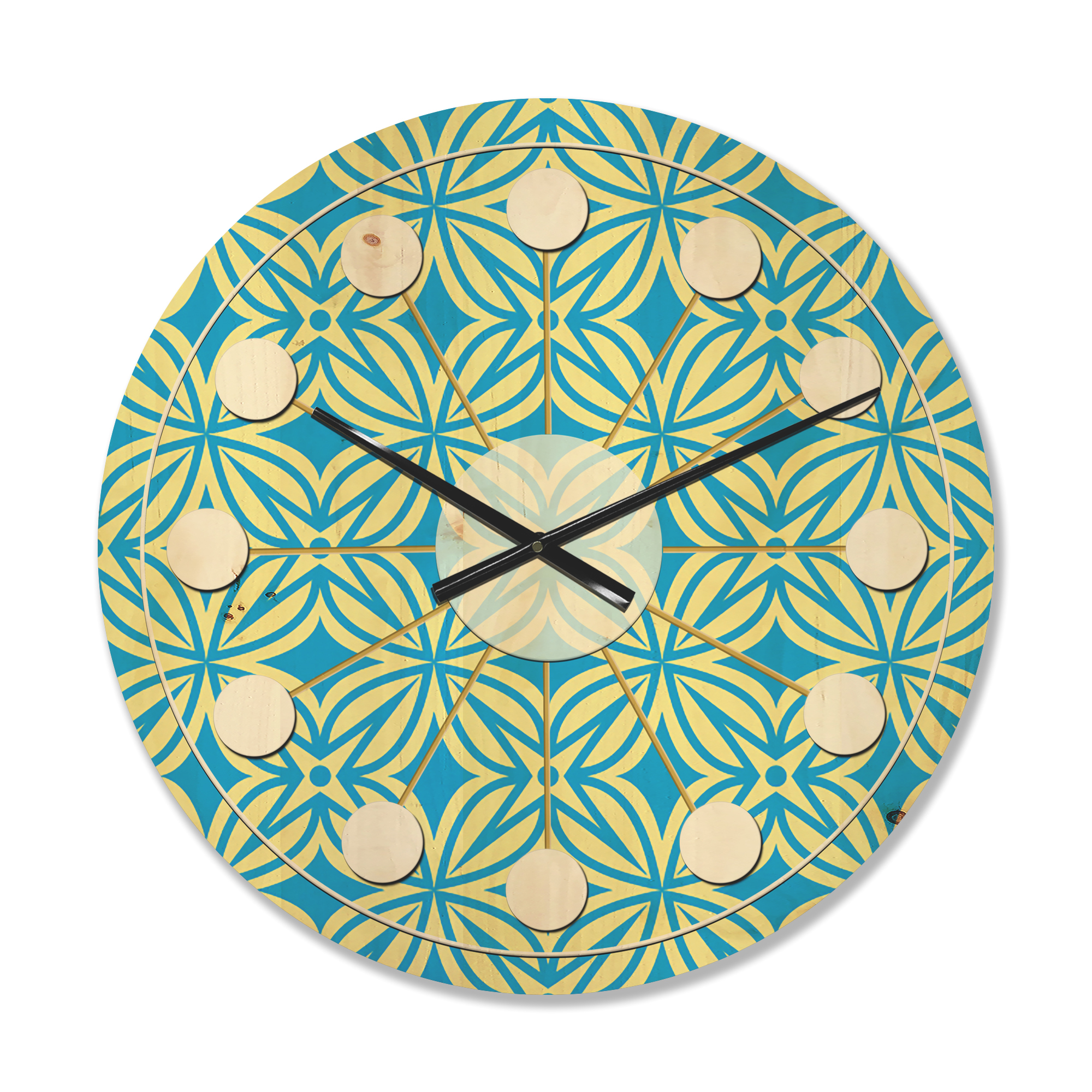 Designart 'Ornamental Retro Design I' Mid-Century Modern Wood Wall Clock