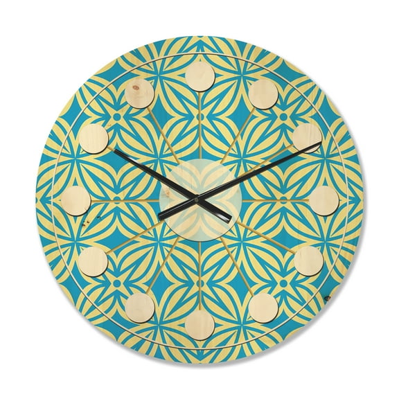 Designart 'Ornamental Retro Design I' Mid-Century Modern Wood Wall Clock