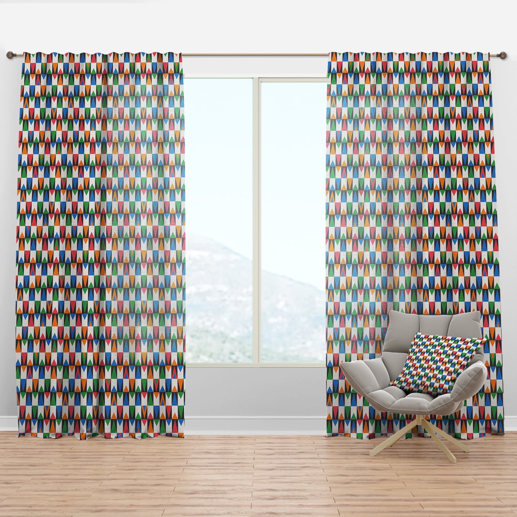 Designart 'Ornamental Retro Design II' Mid-Century Modern Curtain Panel