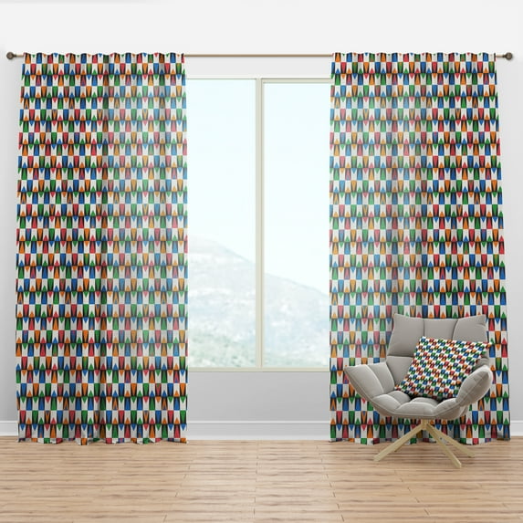 Designart 'Ornamental Retro Design II' Mid-Century Modern Curtain Panel