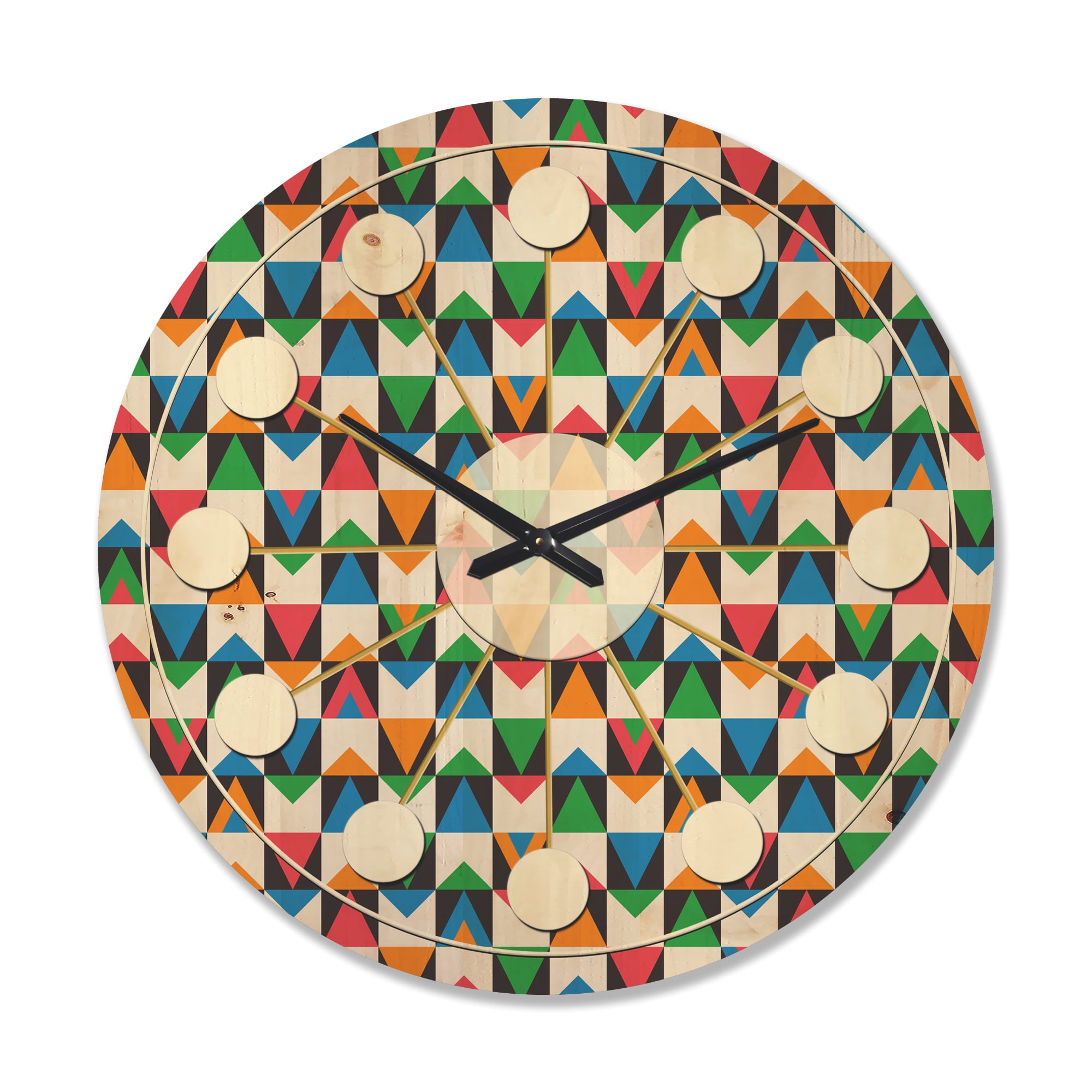 Designart 'Ornamental Retro Design II' Mid-Century Modern Wood Wall Clock