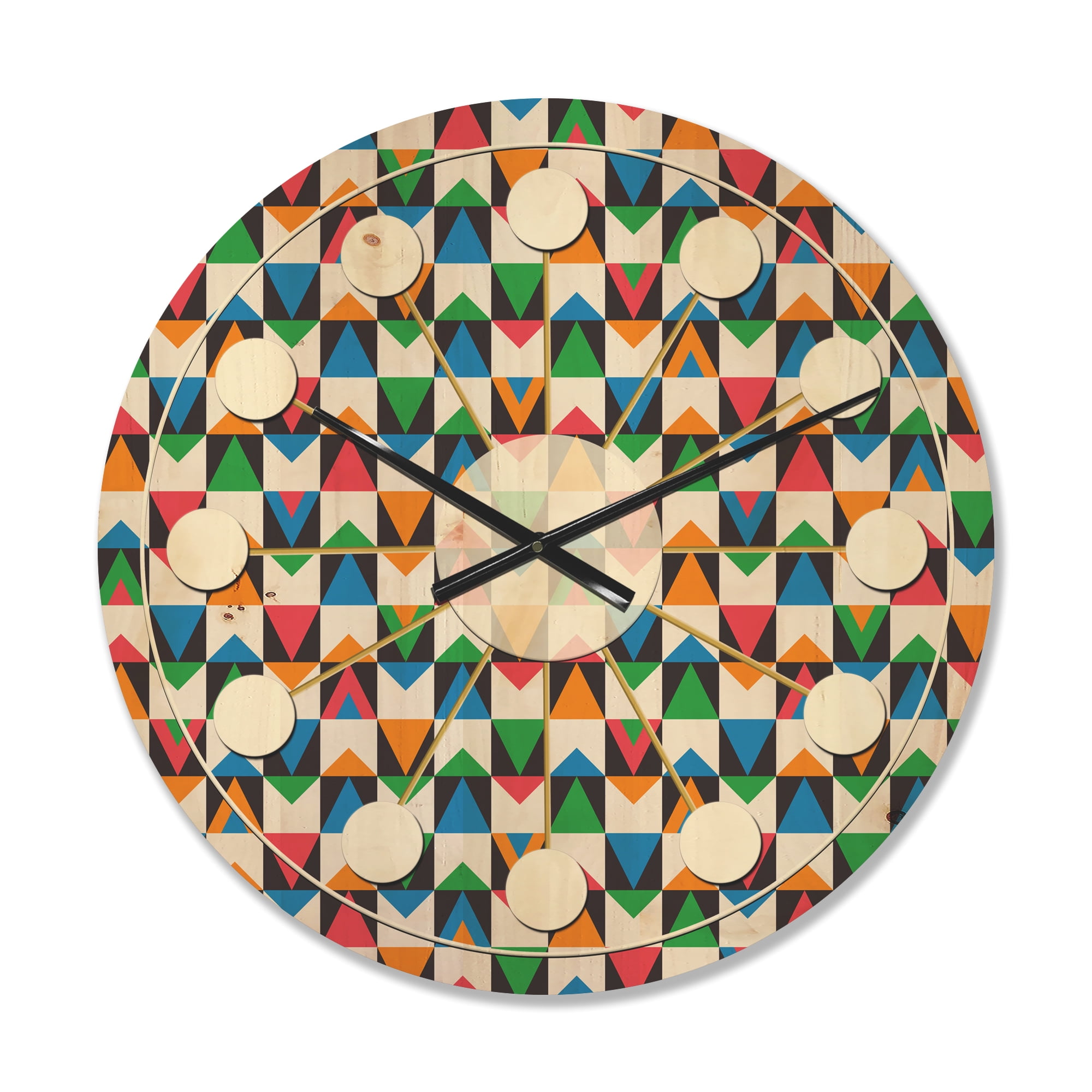Designart 'Ornamental Retro Design II' Mid-Century Modern Wood Wall Clock