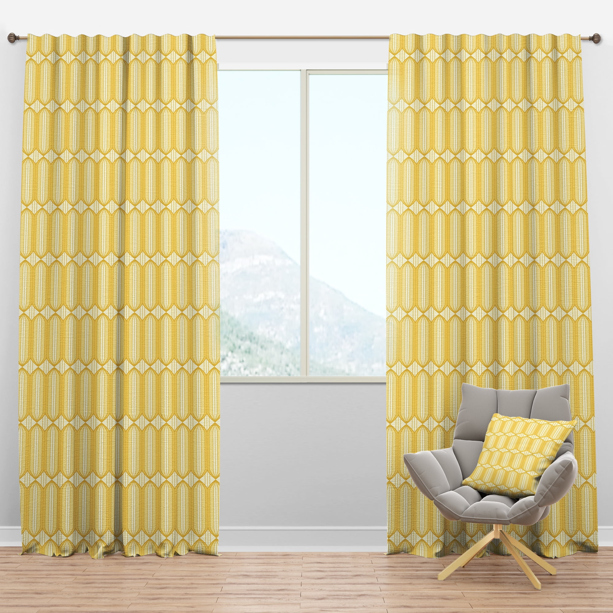Designart 'Ornamental Retro Design III' Mid-Century Modern Blackout Curtain Panel