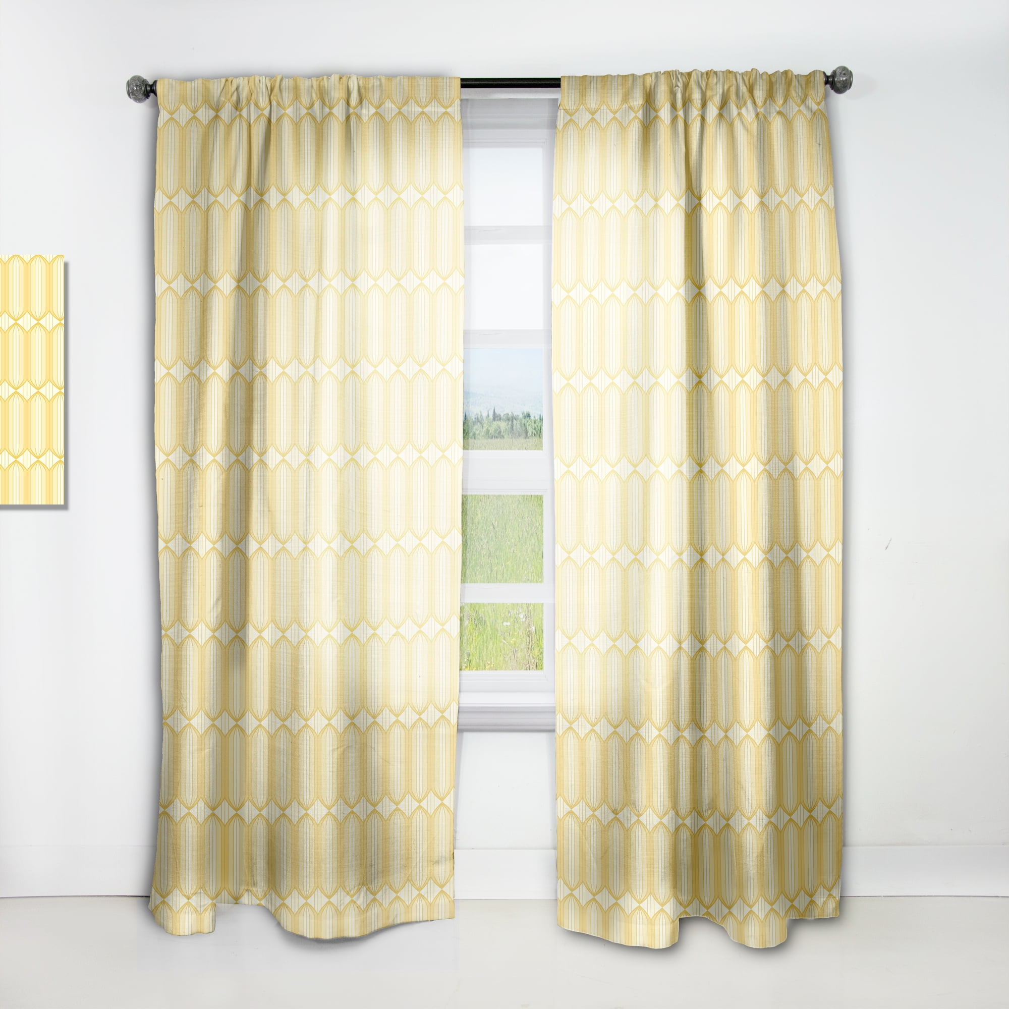 Designart 'Ornamental Retro Design III' Mid-Century Modern Curtain Panel