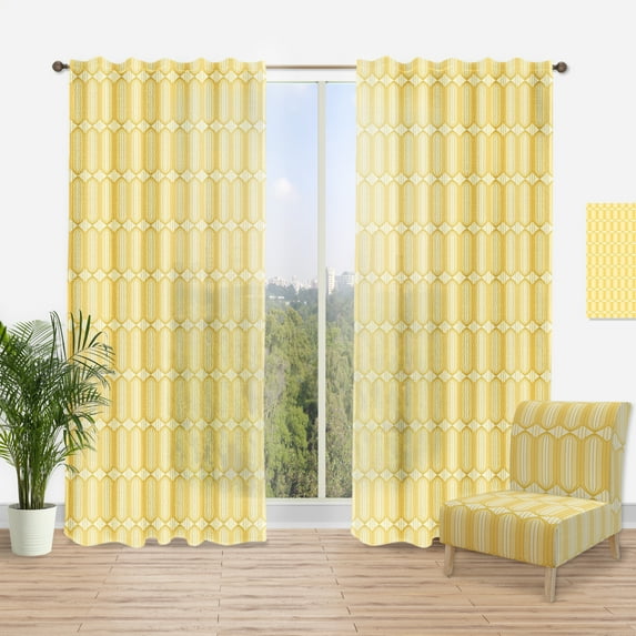 Designart 'Ornamental Retro Design III' Mid-Century Modern Curtain Panel