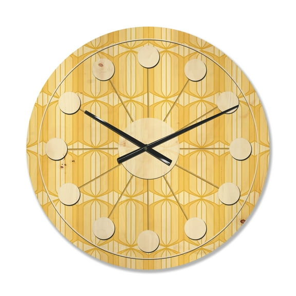 Designart 'Ornamental Retro Design III' Mid-Century Modern Wood Wall Clock