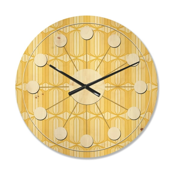 Designart 'Ornamental Retro Design III' Mid-Century Modern Wood Wall Clock