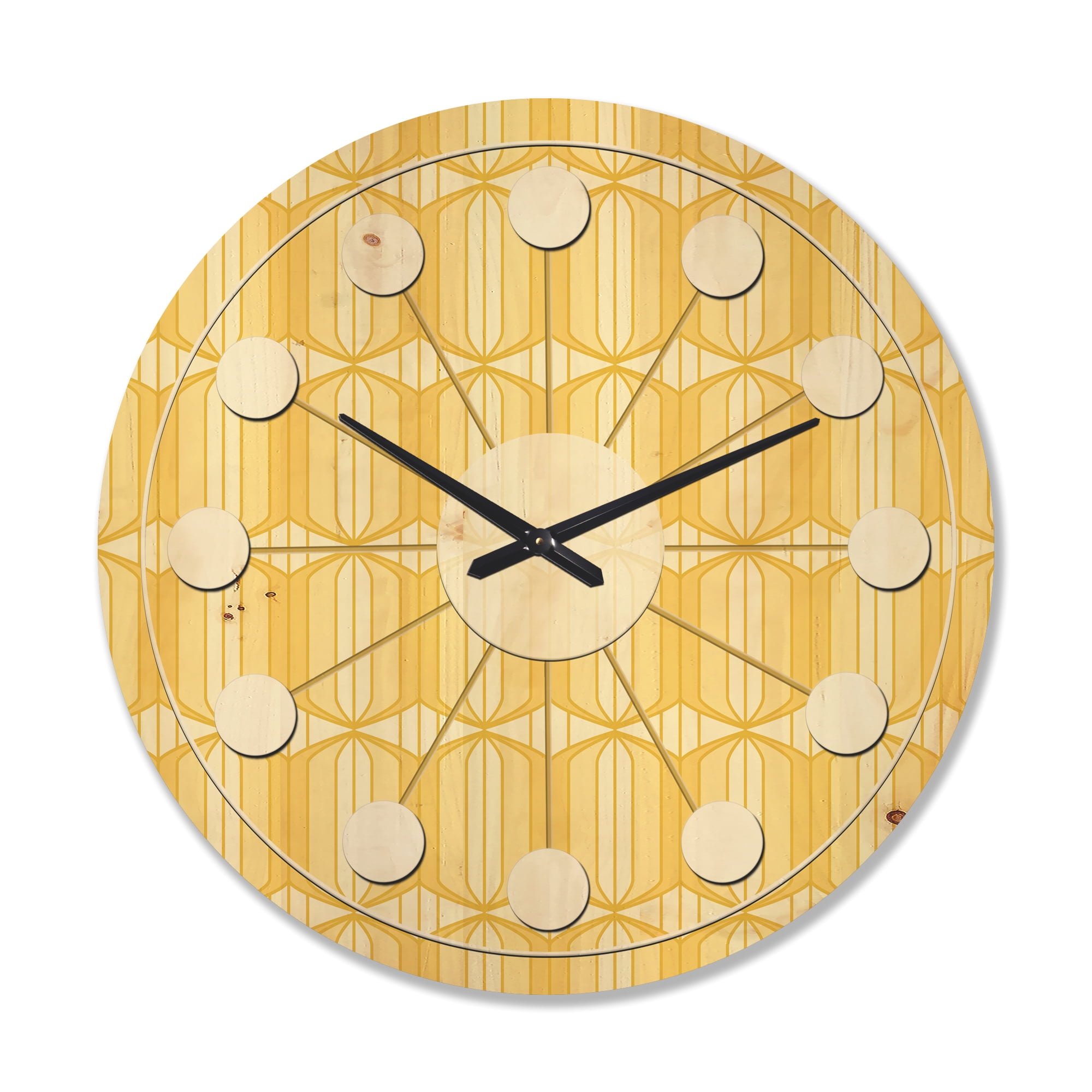 Designart 'Ornamental Retro Design III' Mid-Century Modern Wood Wall Clock