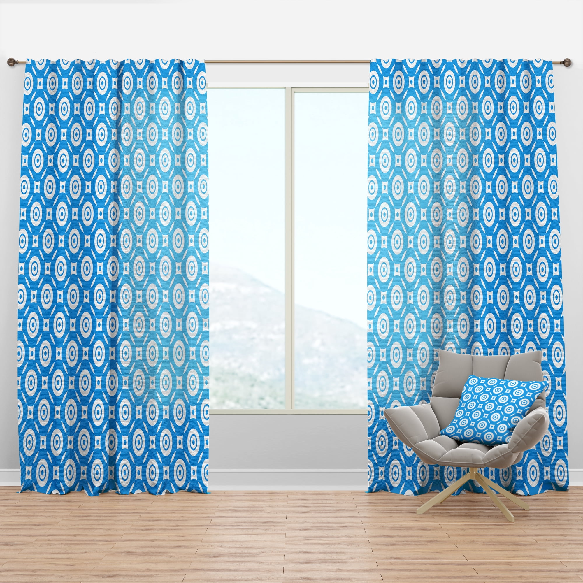 Designart 'Ornamental Retro Design IV' Mid-Century Modern Curtain Panel