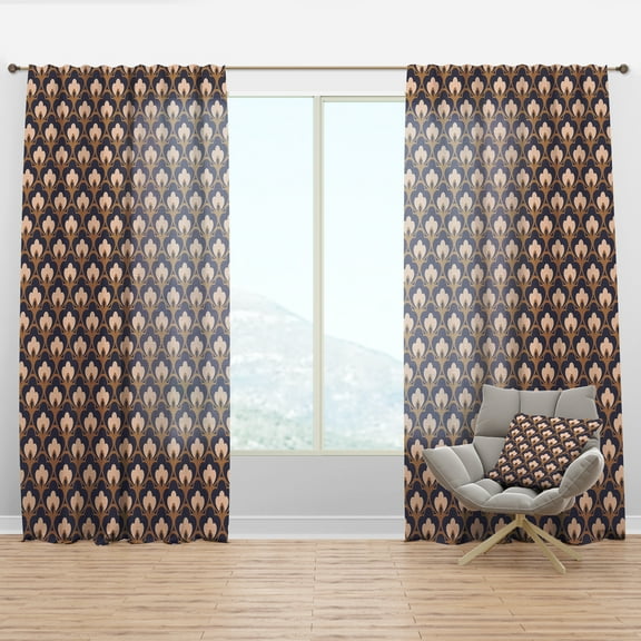 Designart 'Ornamental Retro Design IX' Mid-Century Modern Curtain Panel
