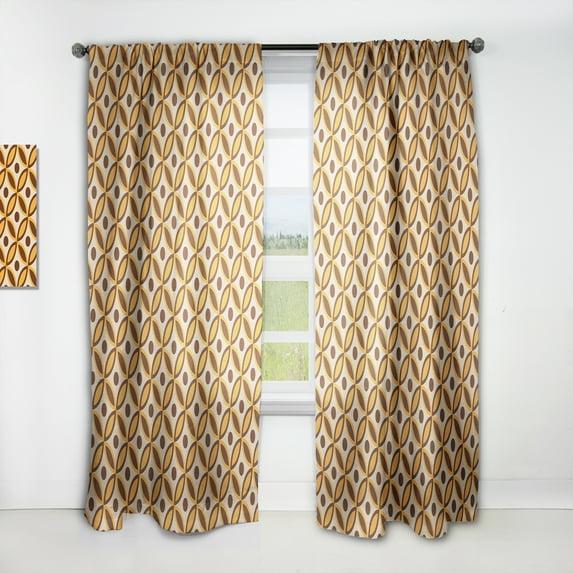 Designart 'Ornamental Retro Design V' Mid-Century Modern Curtain Panel
