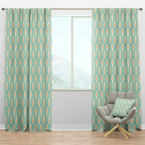 Designart 'Ornamental Retro Design VIII' Mid-Century Modern Blackout Curtain Panel