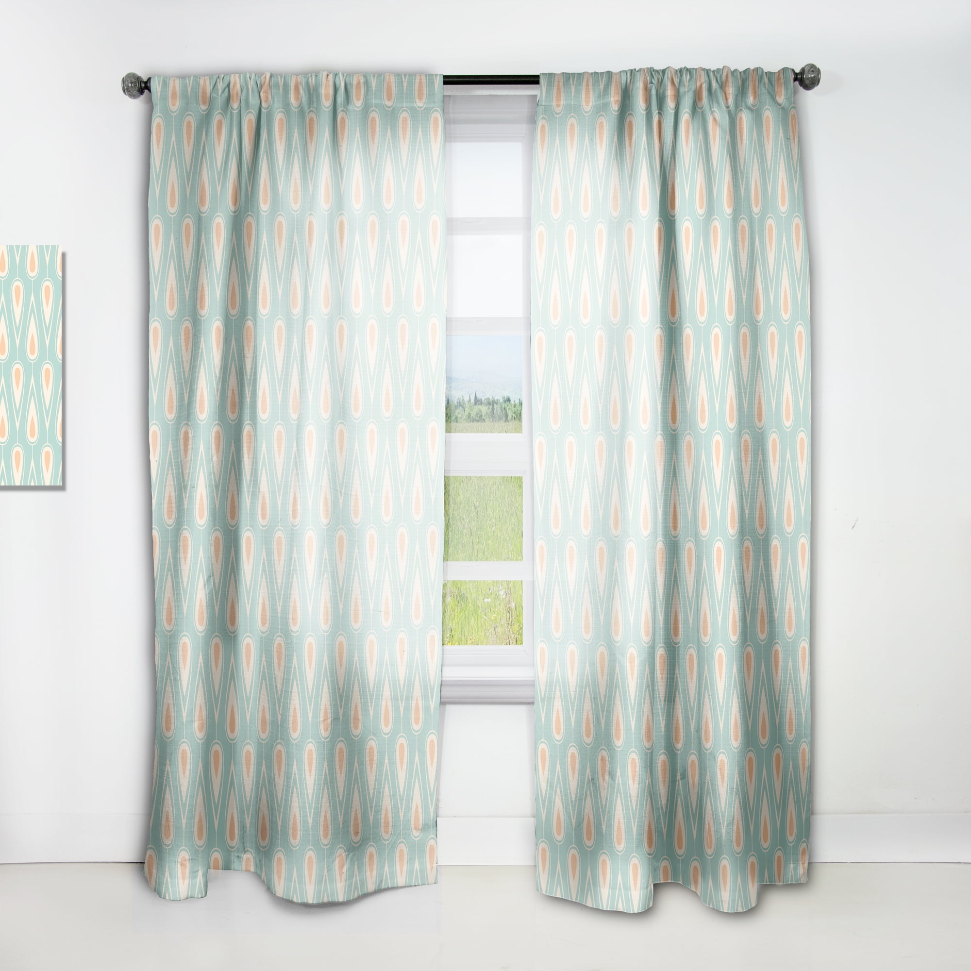 Designart 'Ornamental Retro Design VIII' Mid-Century Modern Curtain Panel